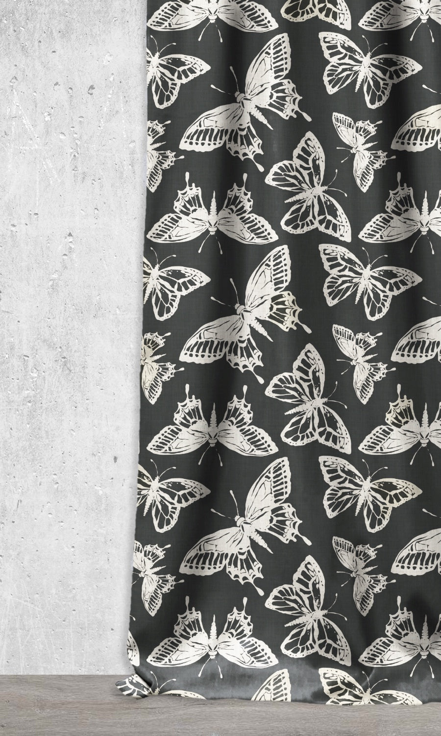 Botanical Printed Home Décor Fabric By the Metre (Black/ Milky White)