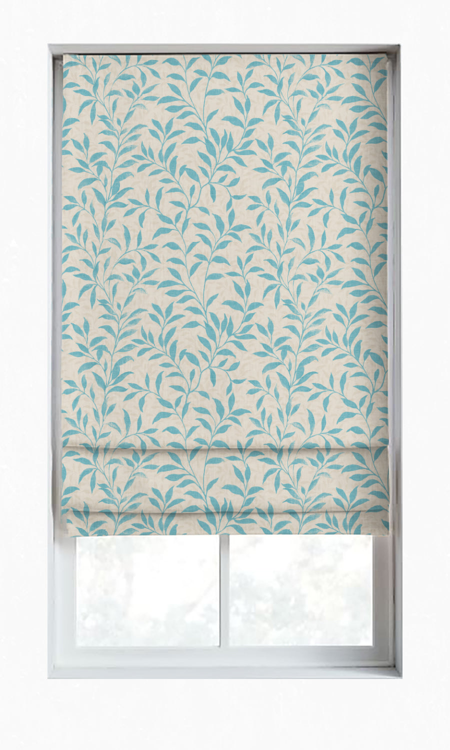 Floral Dimout Window Treatments Fabric By the Yard (Blue/ Ivory)
