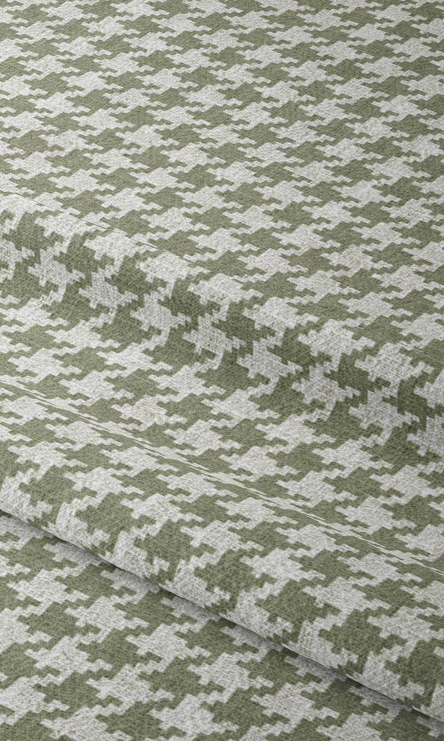 Houndstooth Patterned Window Treatments Fabric By the Metre (Green/ White)