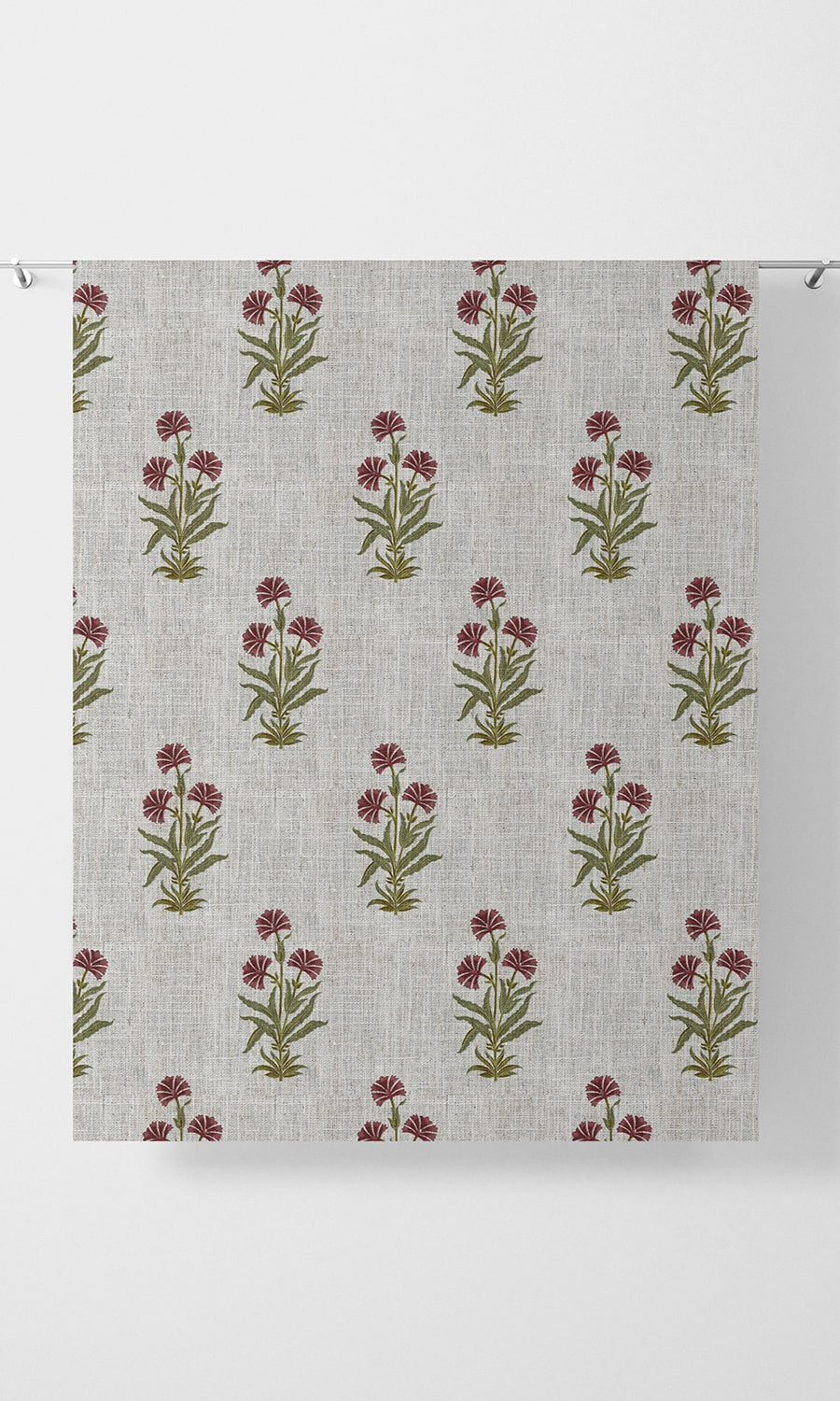 Floral Print Home Décor Fabric By the Yard (White/ Green/ Red)