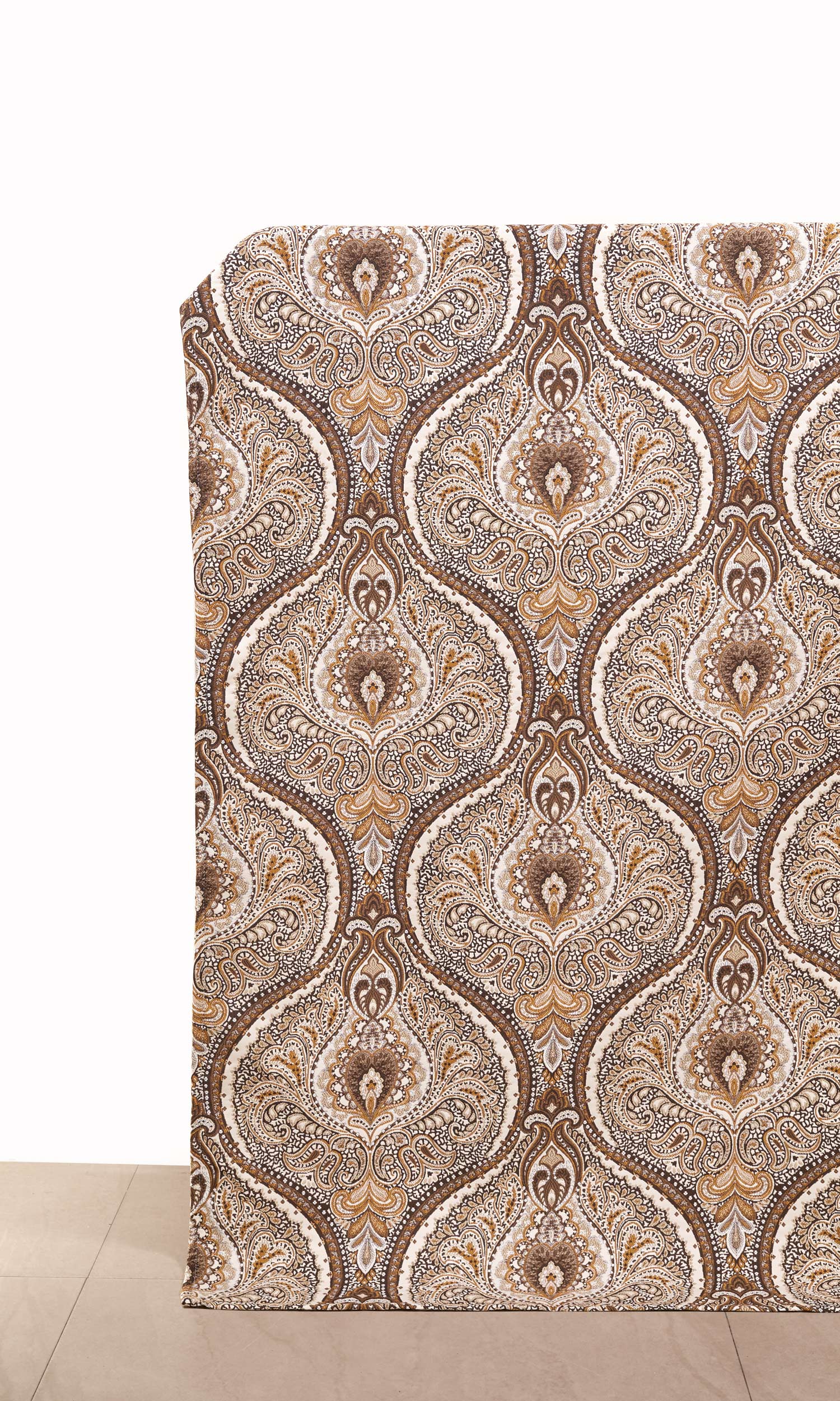 Damask Home Décor Fabric Sample (Brown/ Yellow/ Umber)