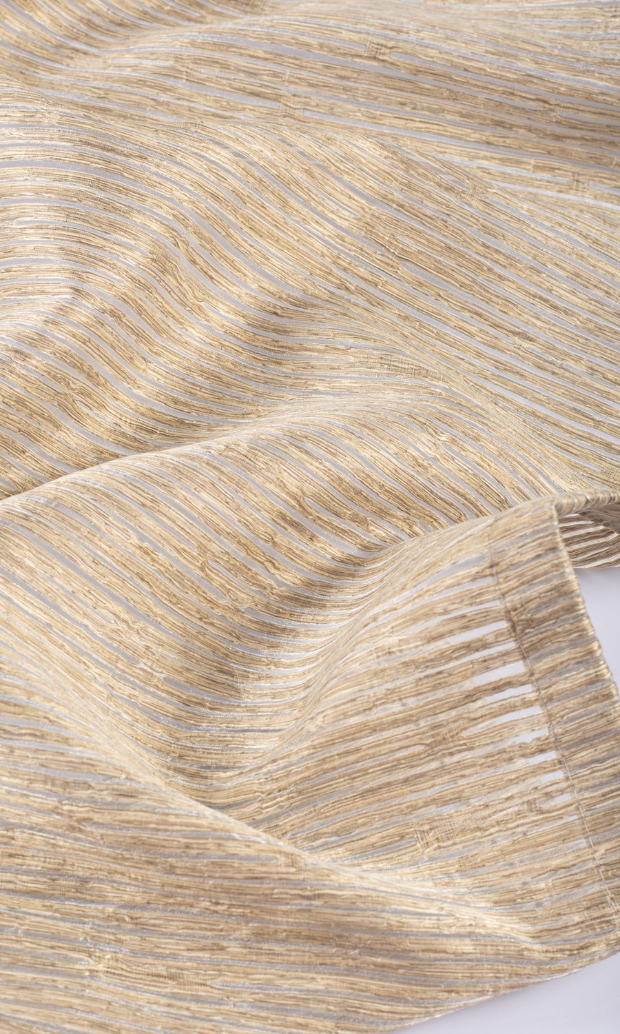 Striped Sheer Fabric By the Yard for Curtains & Drapes (Peanut Brown)