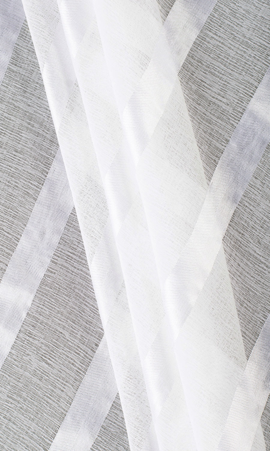 Striped Sheer Free Fabric Material Sample (White)