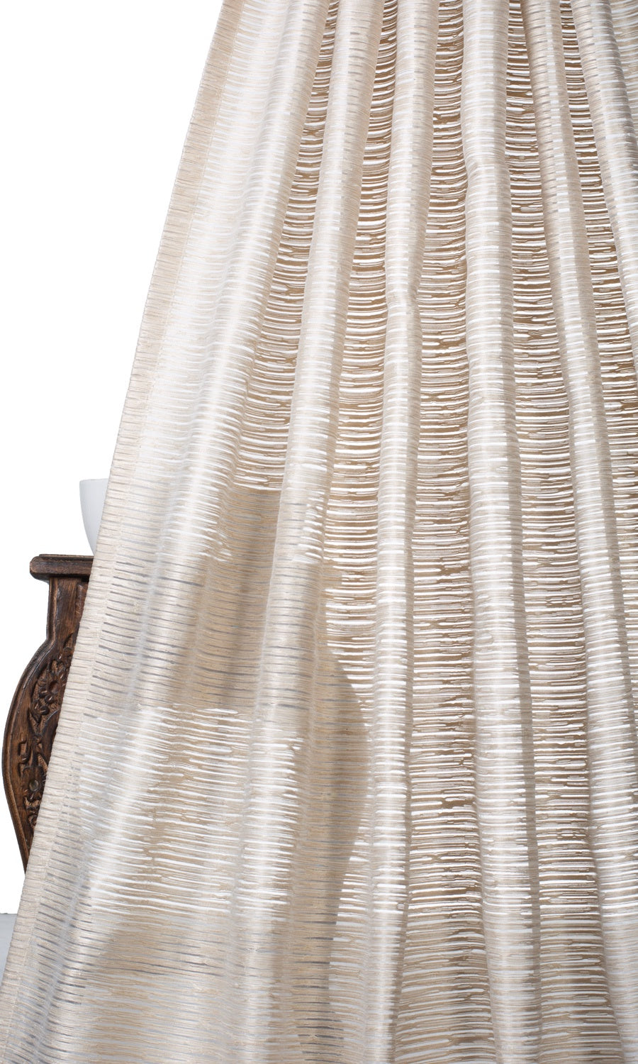 Striped Sheer Fabric Material By the Yard (Pale Beige/ Ivory)