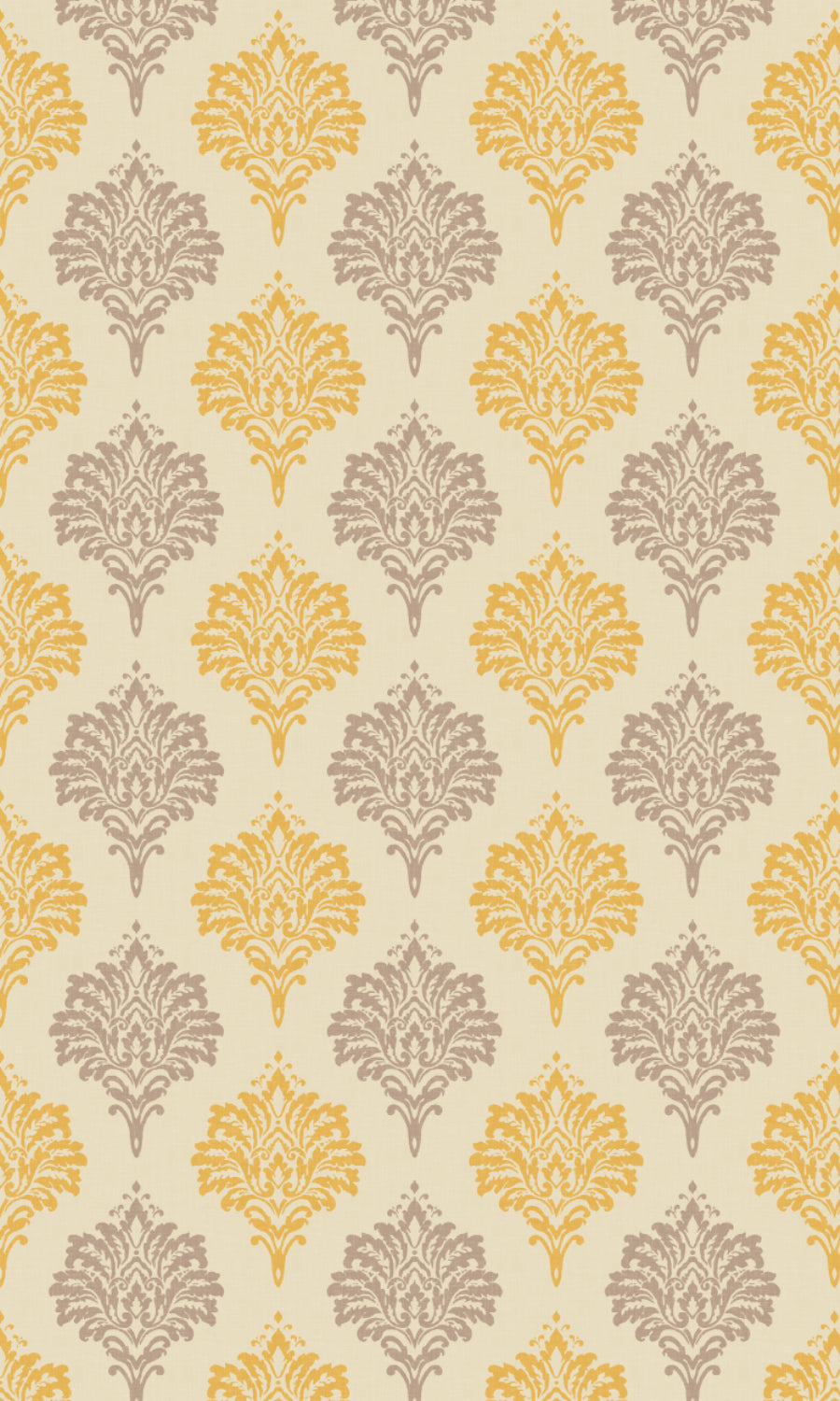 Damask Patterned Dimout Home Textile Fabric Material Sample (Yellow/ Grey)