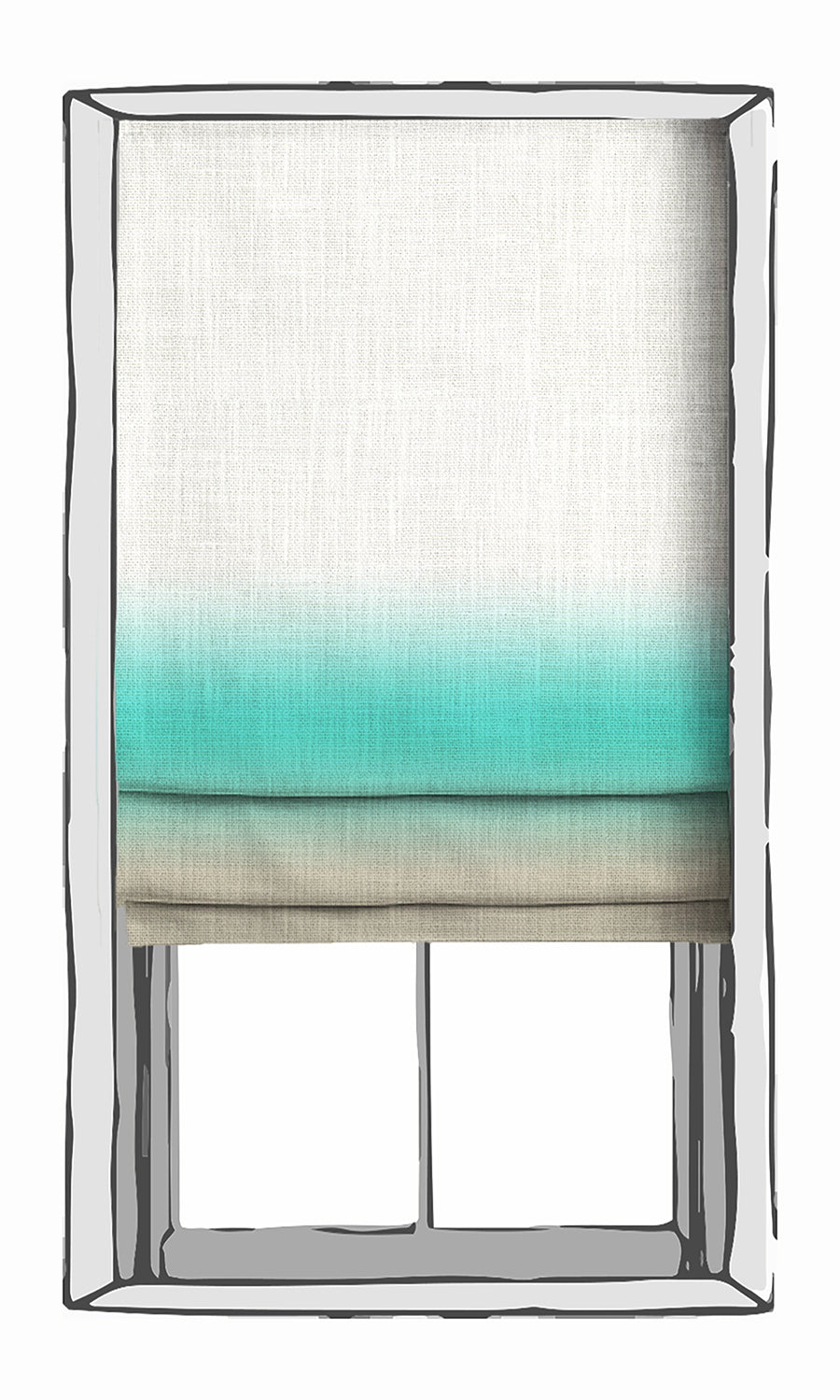 3-Tone Ombre Window Treatments Fabric Sample (Turquoise Blue/ Beige)