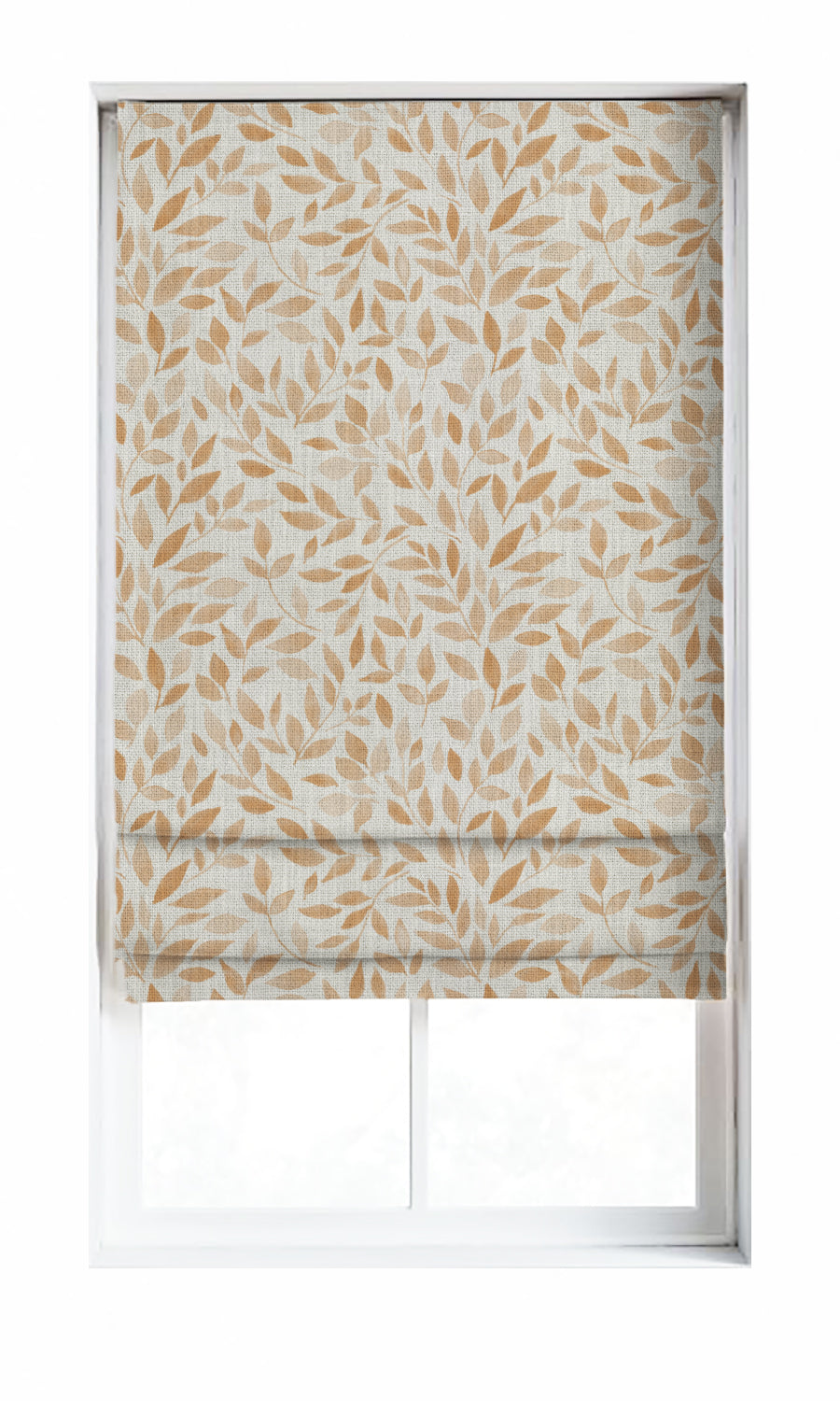 Floral Window Treatments Fabric Sample (Off-White/ Orange/ Brown)