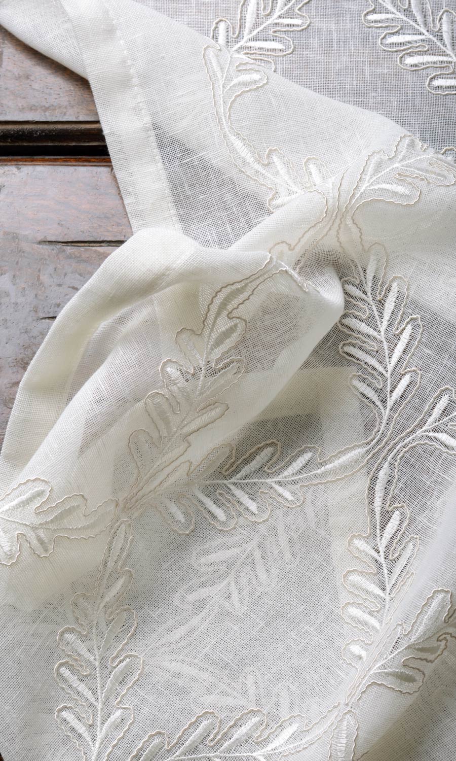 Sheer Floral Embroidery Fabric Material By the Yard (White/ Cream)