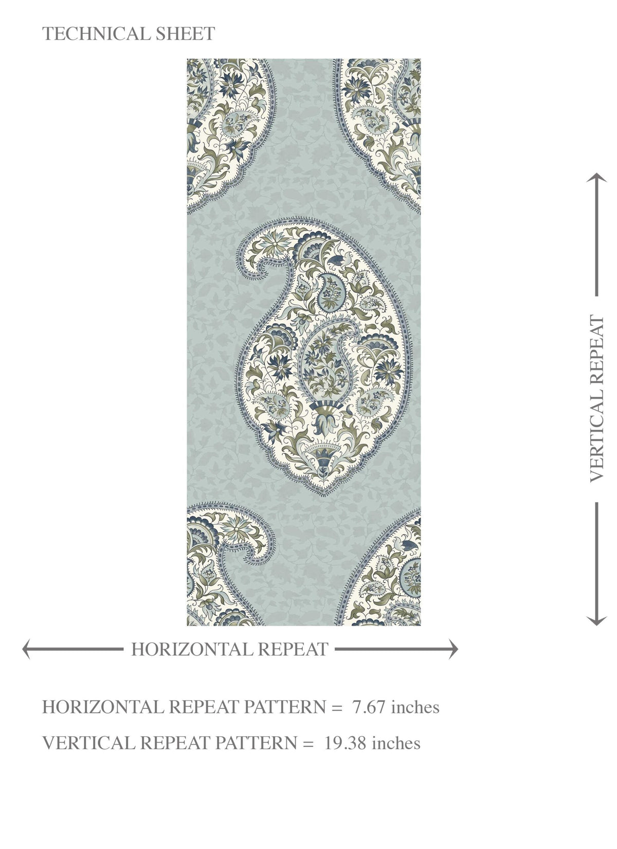 Paisley Floral Print Kids Room Wallpaper (Blue/ Green/ Gray)