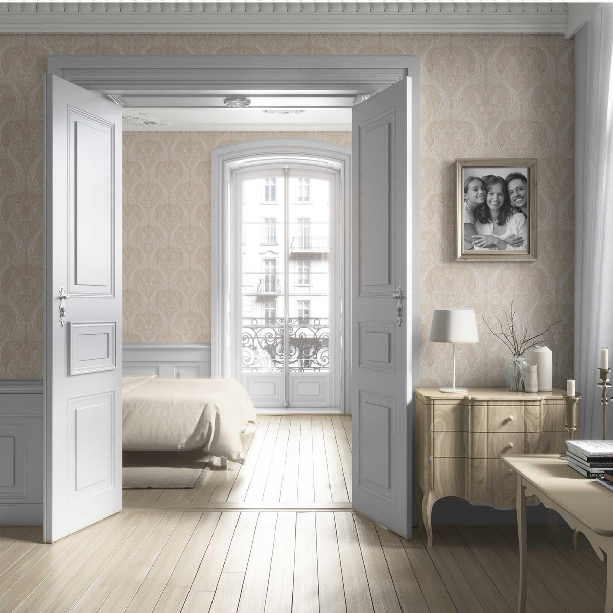 Neutral Paisley Floral/ Damask Patterned Living Room Wallpaper Sample (Beige/ Soft Taupe)
