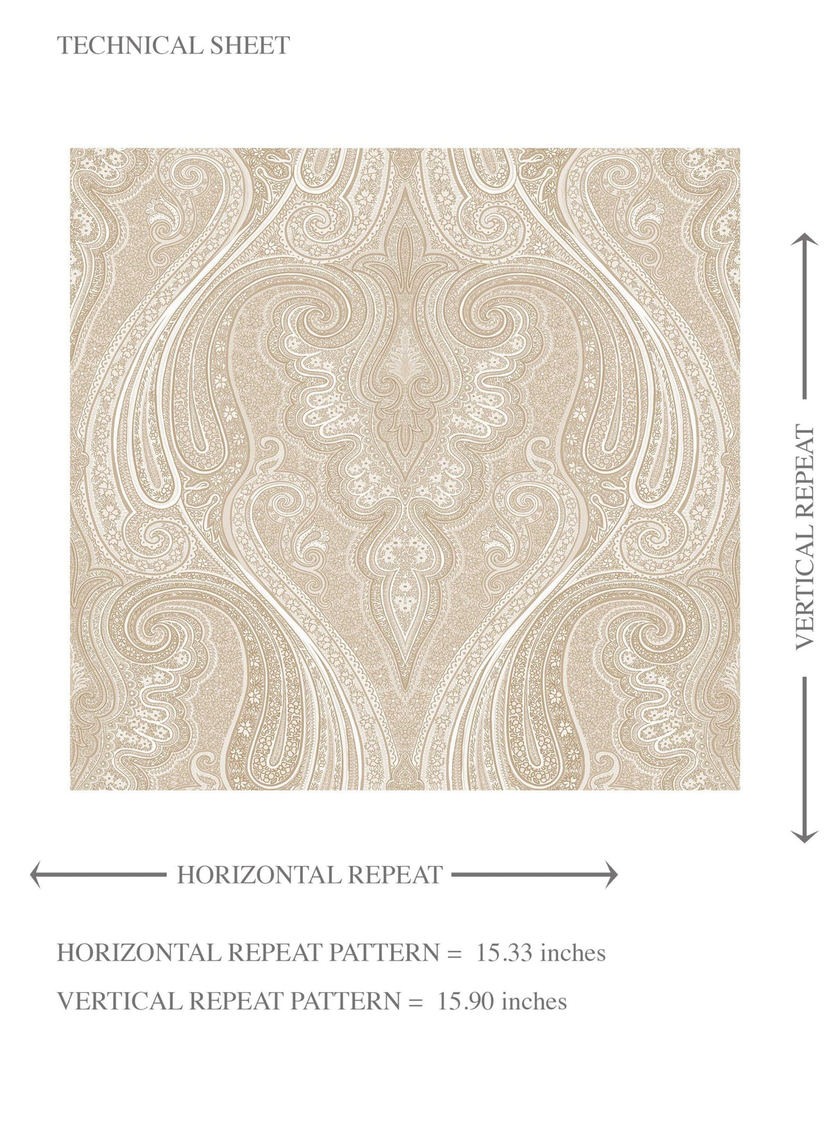 Neutral Paisley Floral/ Damask Patterned Kids Room Wallpaper Sample (Beige/ Soft Taupe)