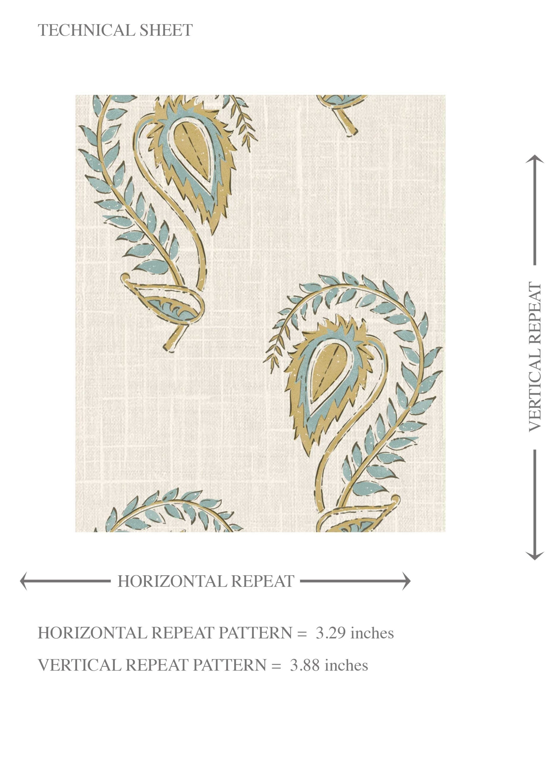 Floral Paisley Kids Room Wallpaper Sample (Duck Egg Blue/ Yellow)
