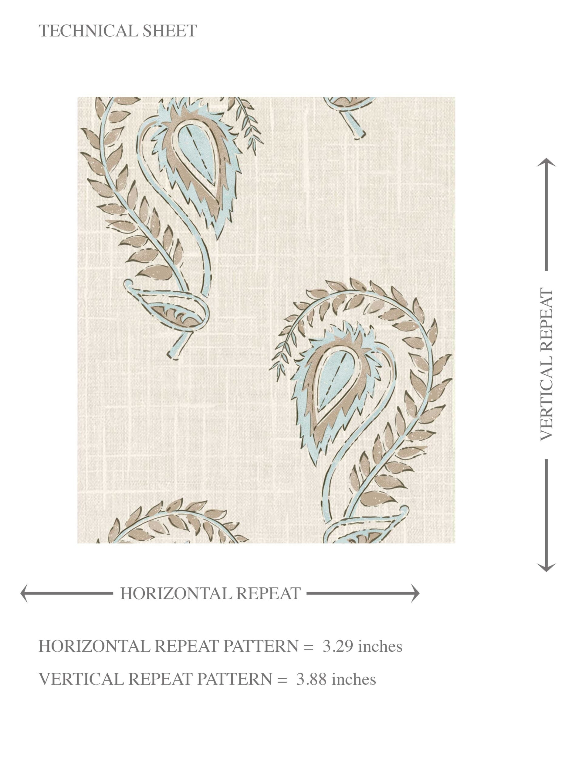 Floral Paisley Kids Room Wallpaper Sample (Seafoam Blue/ Beige)