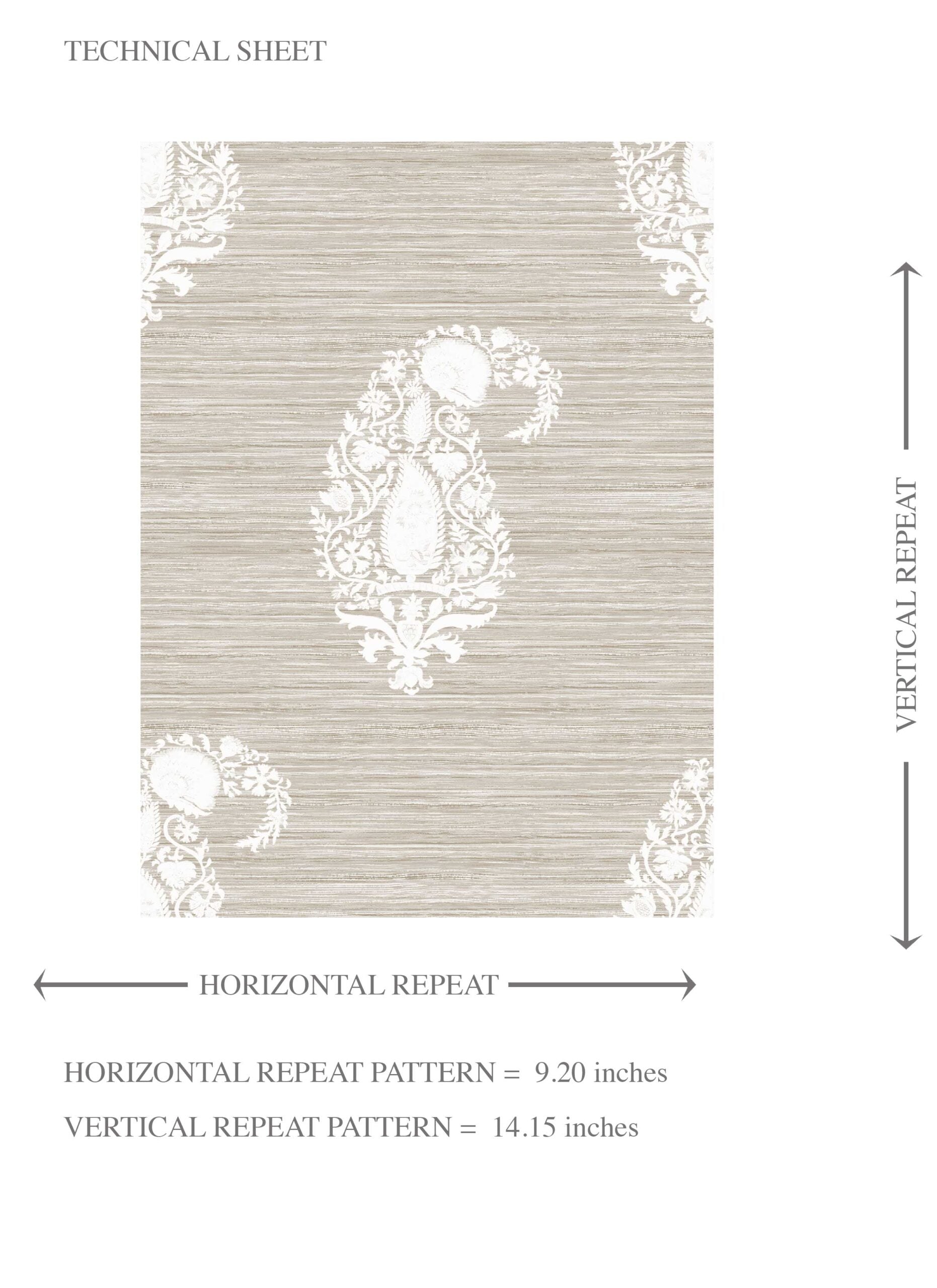 Neutral Paisley Floral Kids Room Wallpaper Sample (Beige/ Warm Gray/ Taupe/ White)