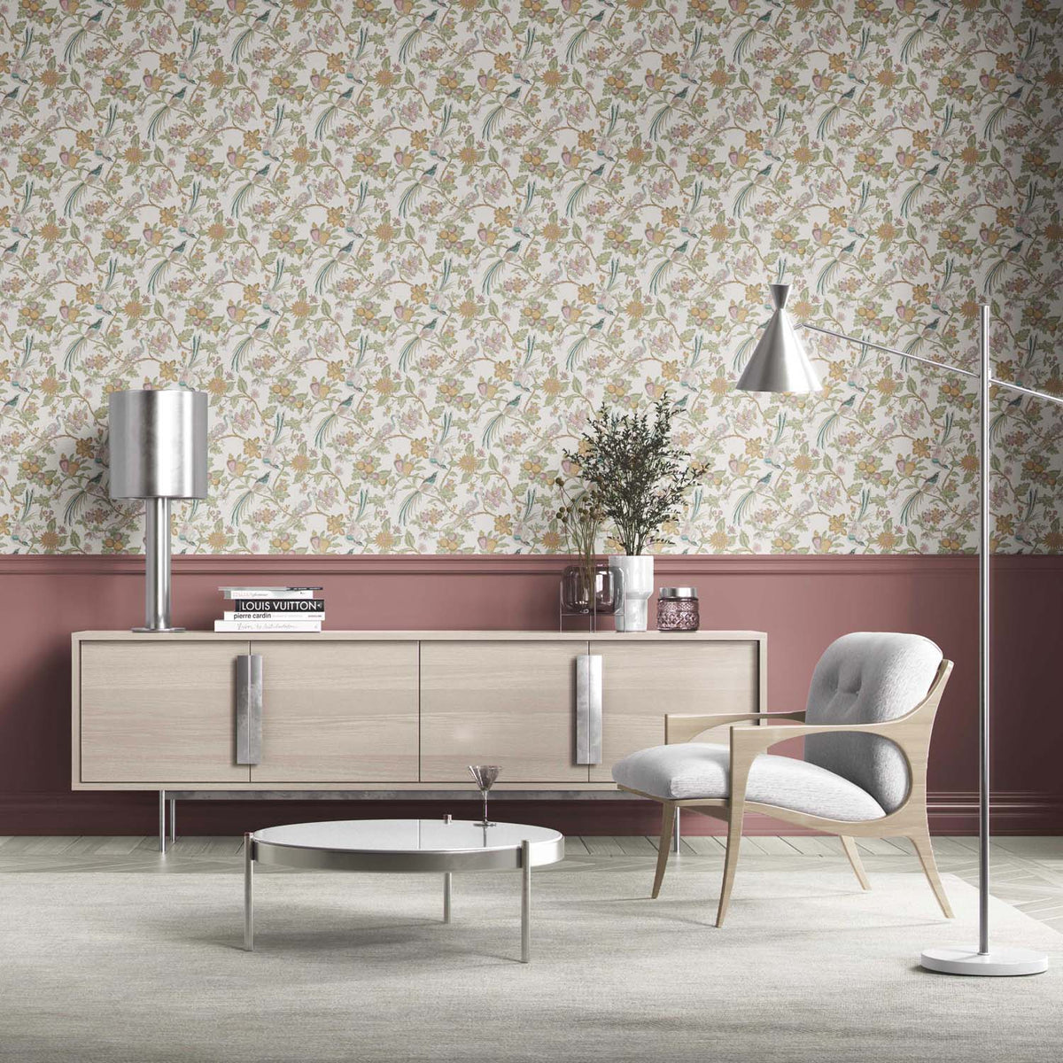 Floral/ Birds Print Kitchen Wallpaper (Pink/ Yellow/ Green/ Blue)
