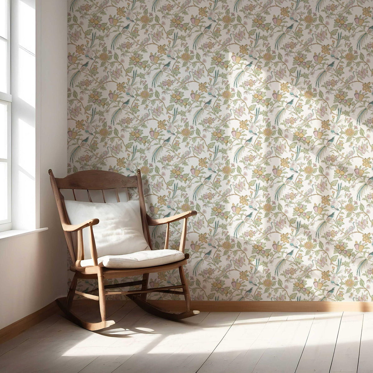 Floral/ Birds Print Nursery Wallpaper (Pink/ Yellow/ Green/ Blue)