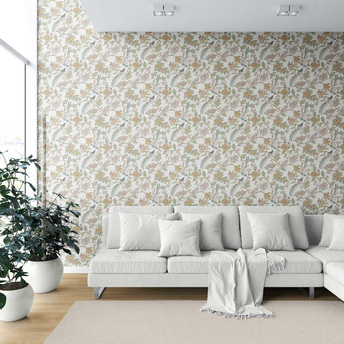 Floral/ Birds Print Shower Toilet Wallpaper (Pink/ Yellow/ Green/ Blue)
