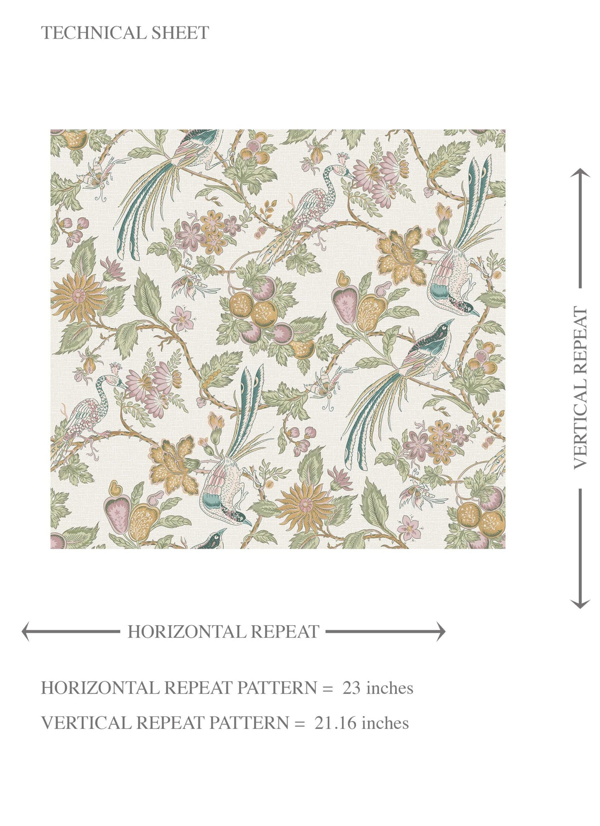 Floral/ Birds Print Kids Room Wallpaper Sample (Pink/ Yellow/ Green/ Blue)