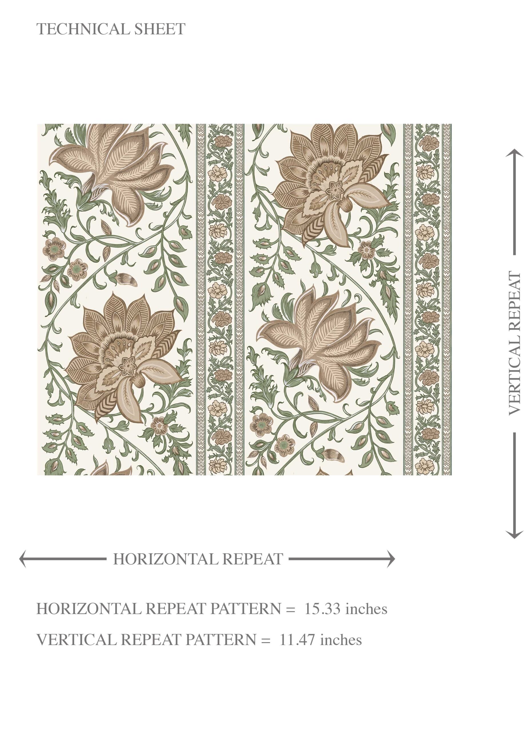 Vintage Floral Striped/ Botanical Kids Room Wallpaper (Brown/ Green)