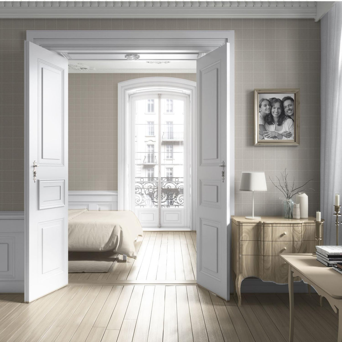 Neutral Plain/ Textured Check Living Room Wallpaper (Soft Taupe/ Gray)