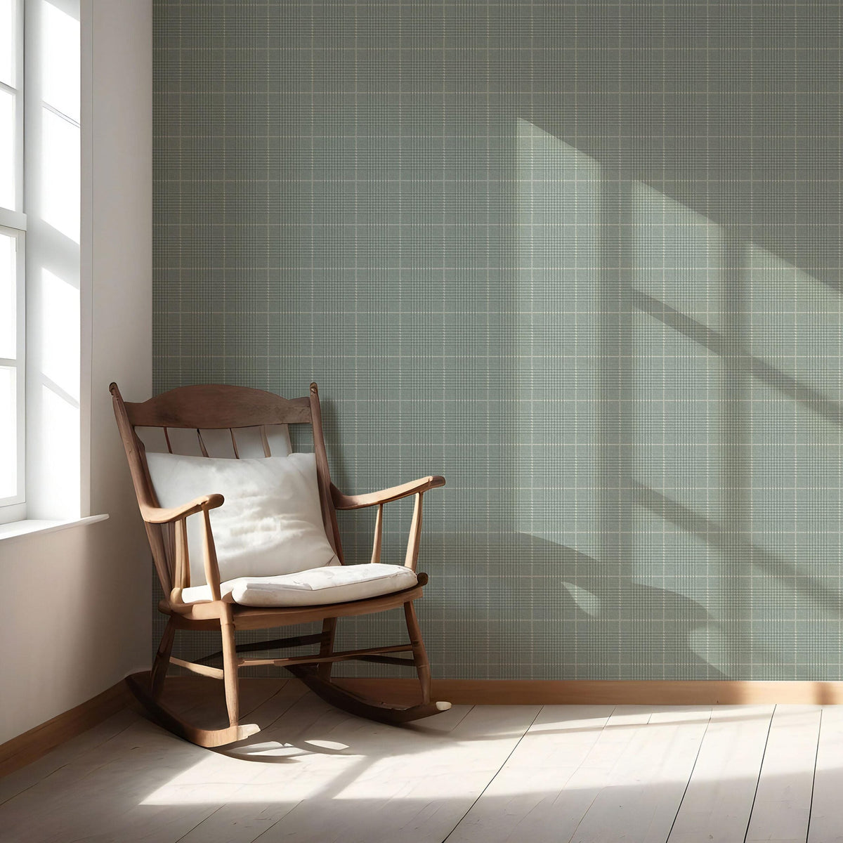 Plain/ Textured Check Nursery Wallpaper (Sage Green)