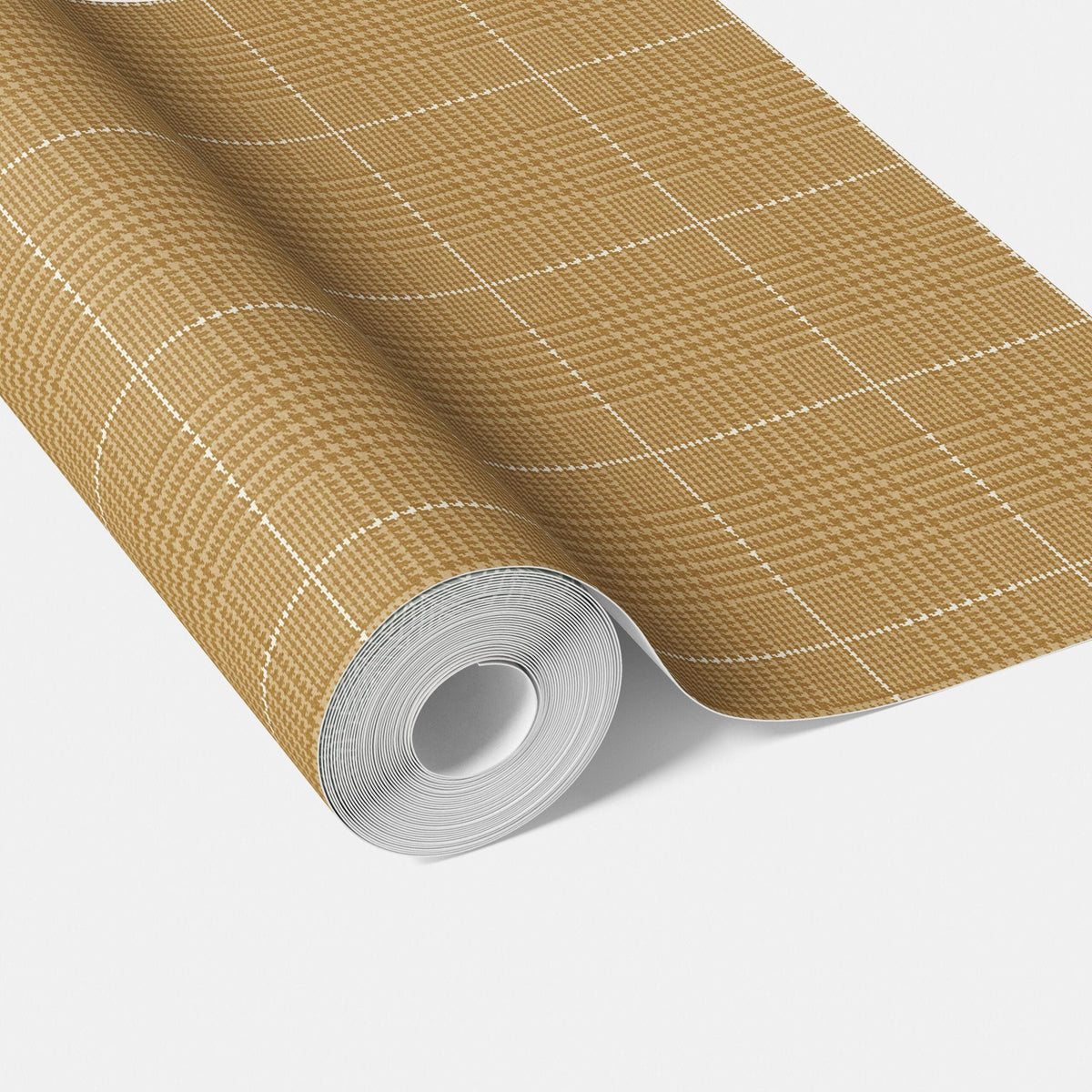 Plain/ Textured Check Traditional Wallpaper (Honey Yellow)