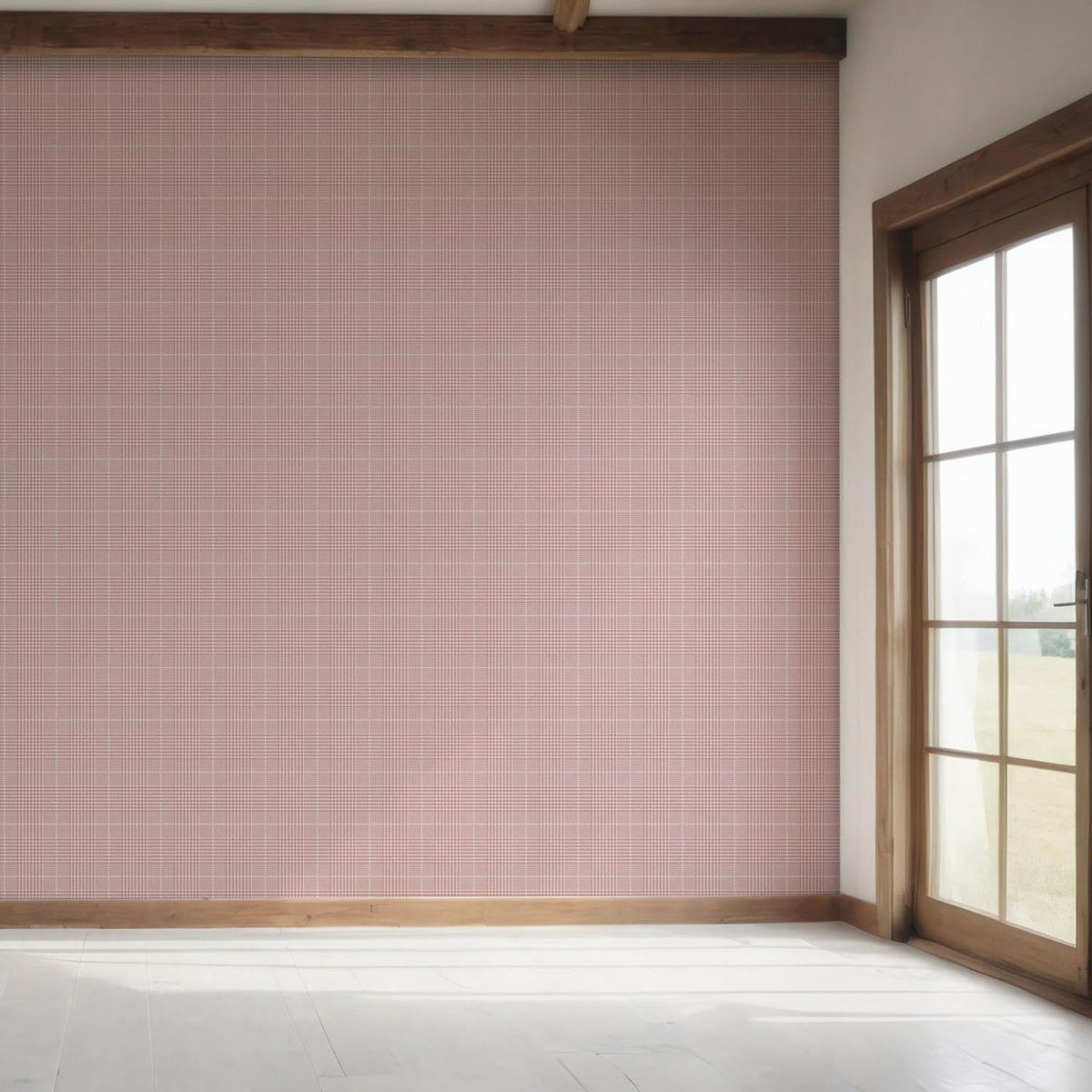 Plain/ Textured Check Bedroom Wallpaper (Pink)