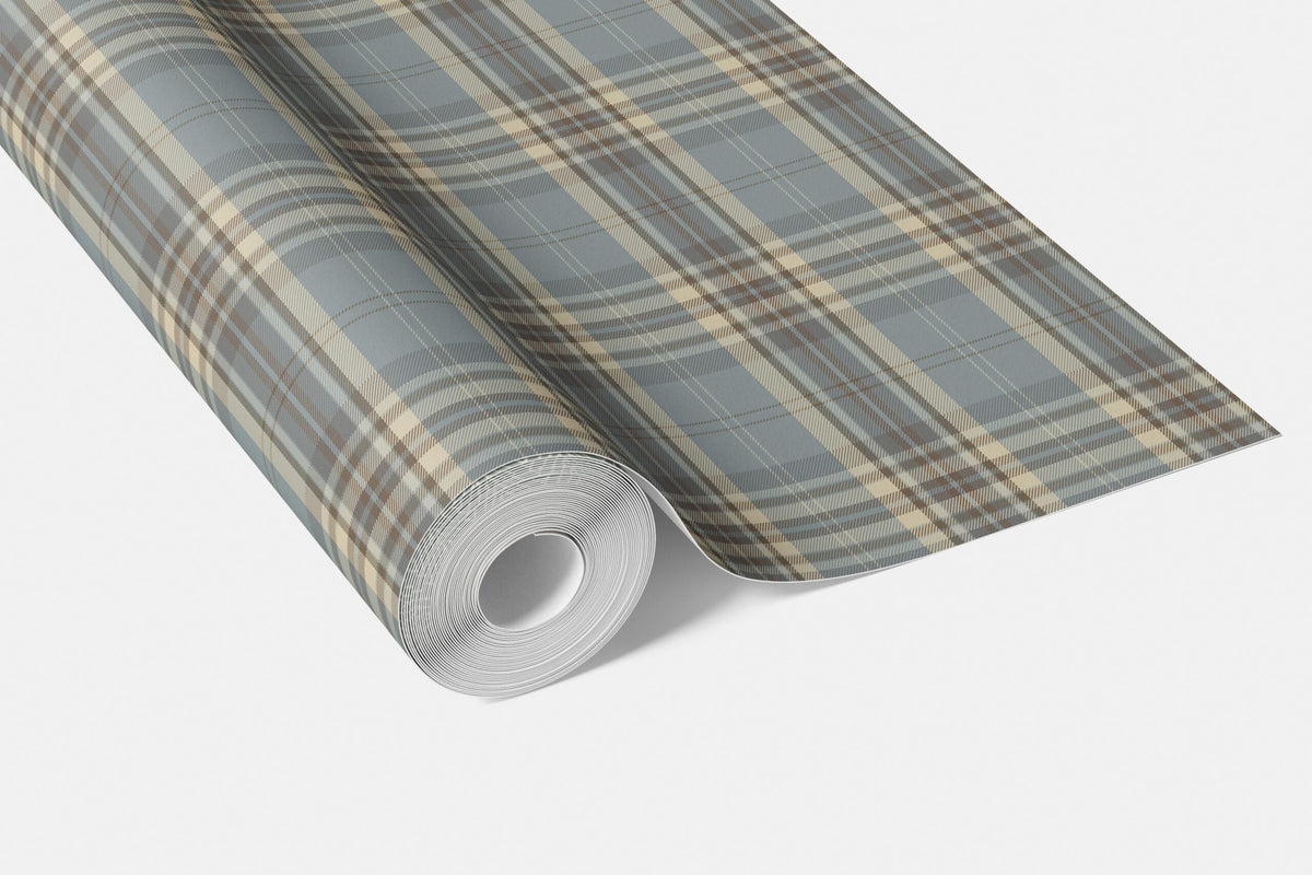 Geometric Plaid Checkered Bathroom Wallpaper (Gray/ Blue/ Beige/ Brown)
