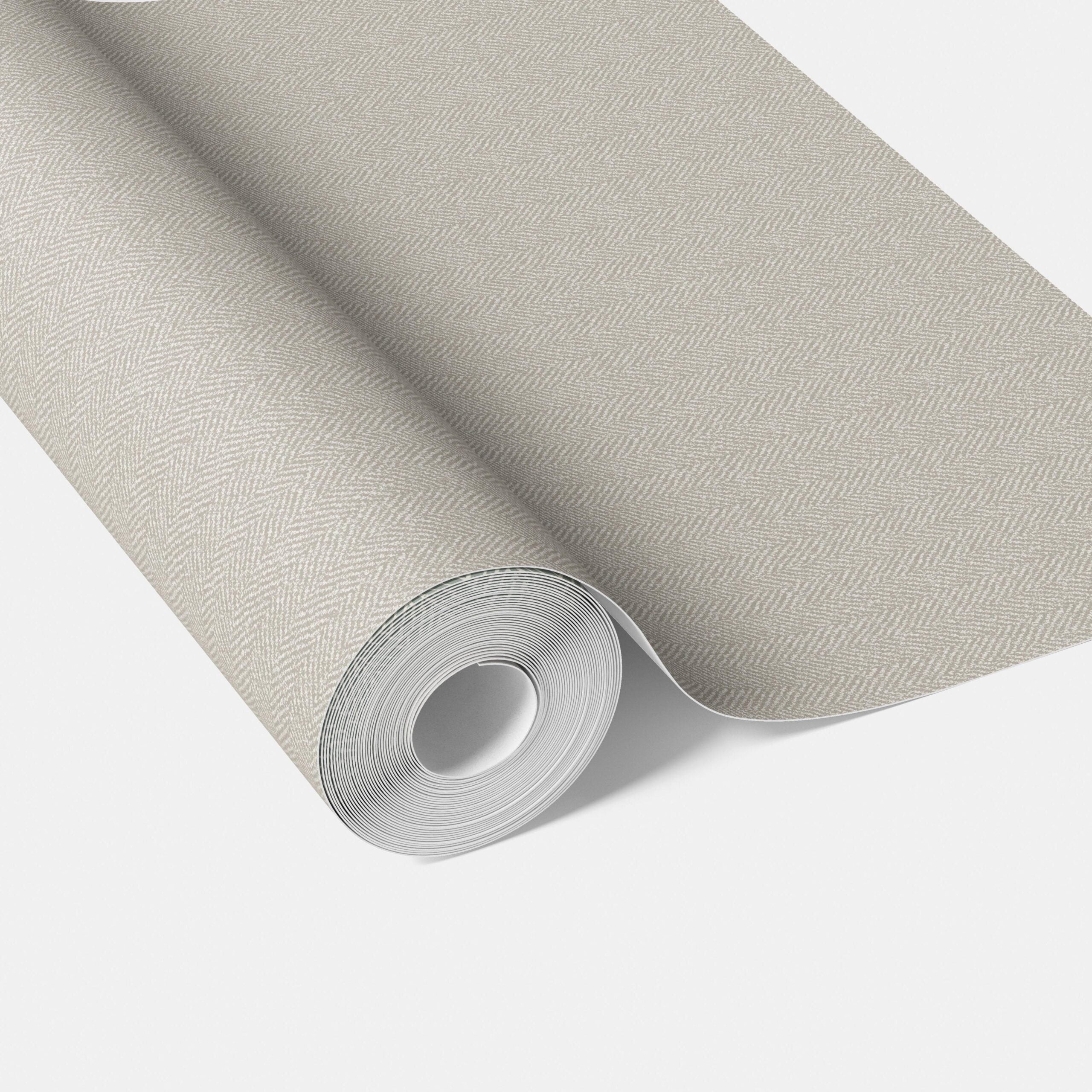 Neutral Herringbone Textured Traditional Wallpaper Sample (Greige/ Light Gray)