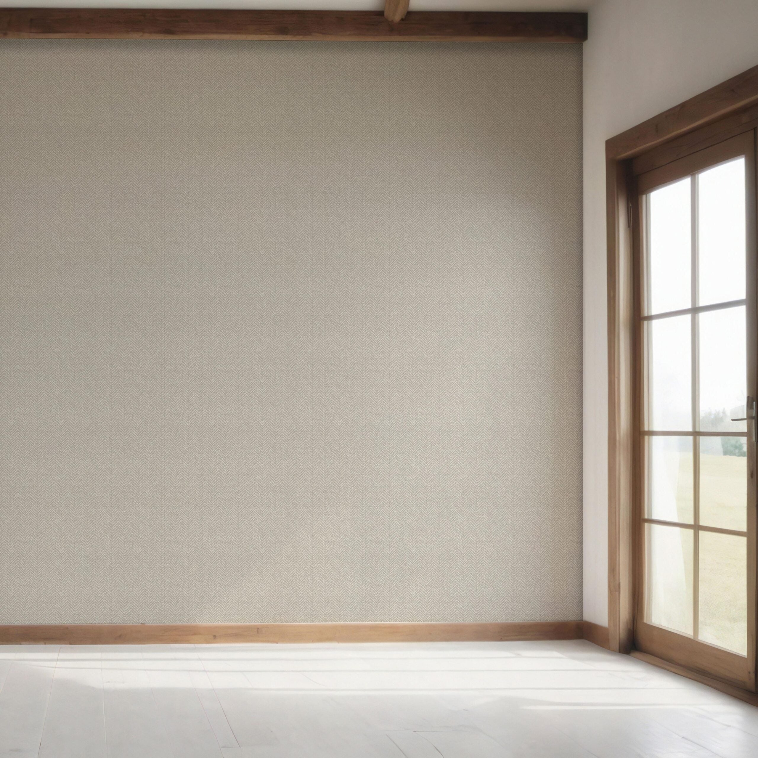 Neutral Herringbone Textured Bedroom Wallpaper Sample (Greige/ Light Gray)