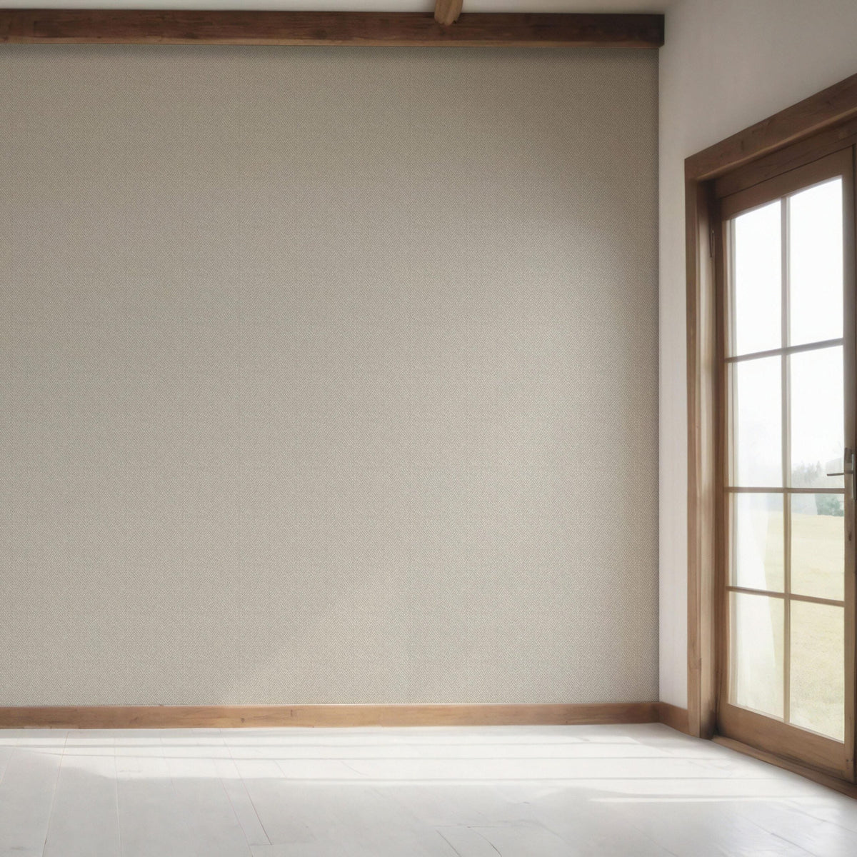 Neutral Herringbone Textured Bedroom Wallpaper Sample (Greige/ Light Gray)
