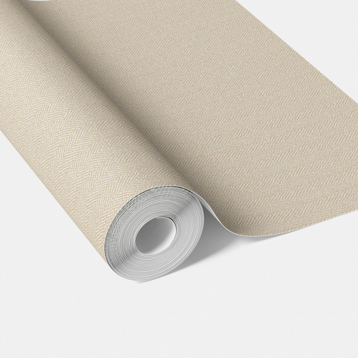 Neutral Herringbone Textured Traditional Wallpaper (Light Beige)
