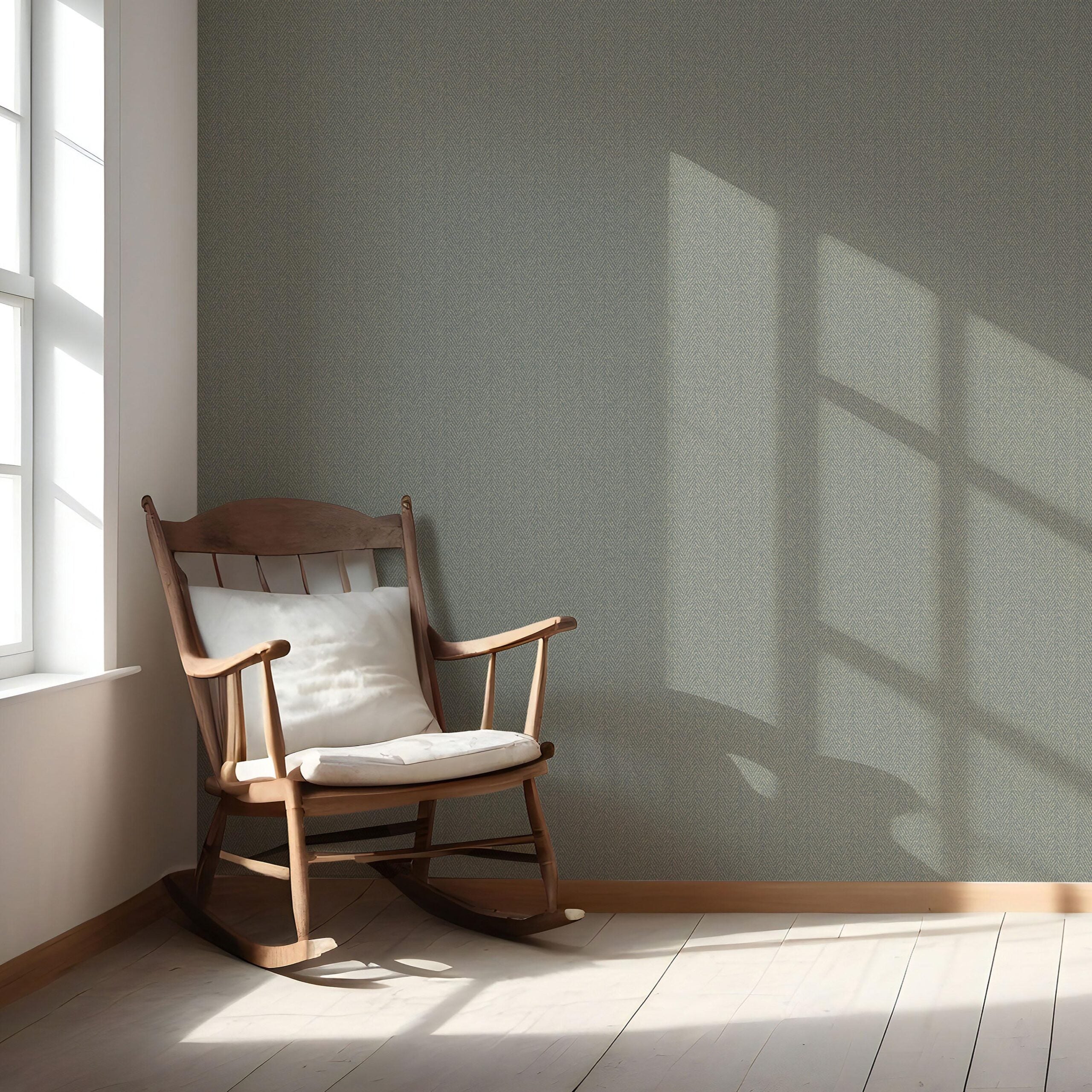 Neutral Herringbone Textured Nursery Wallpaper Sample (Gray)