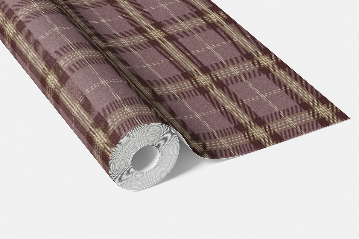 Geometric Plaid Checkered Bathroom Wallpaper Sample (Purple/ Mauve/ Pink/ Cream)