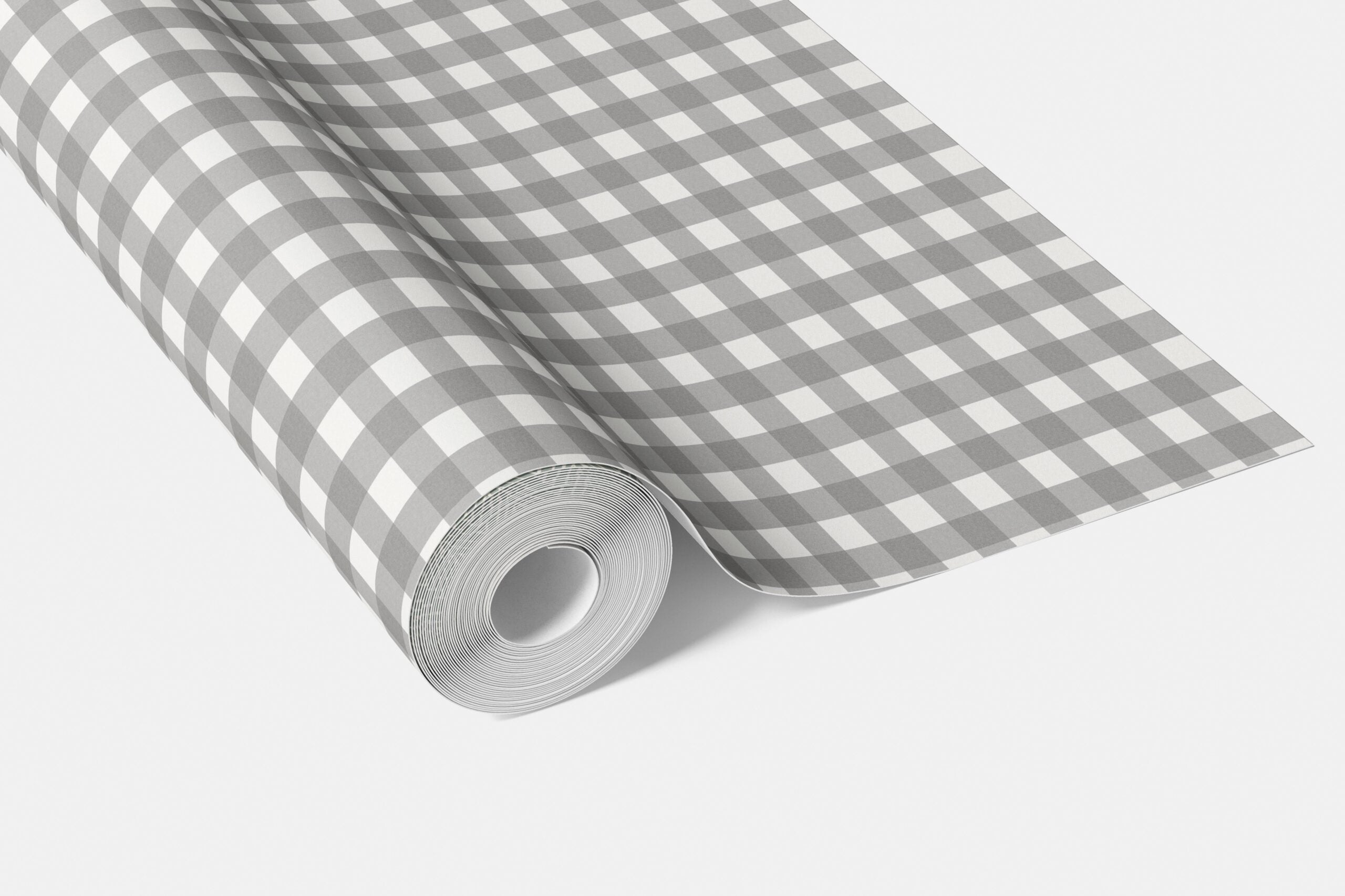 Neutral Geometric Gingham Checkered Living Room Wallpaper (Gray)