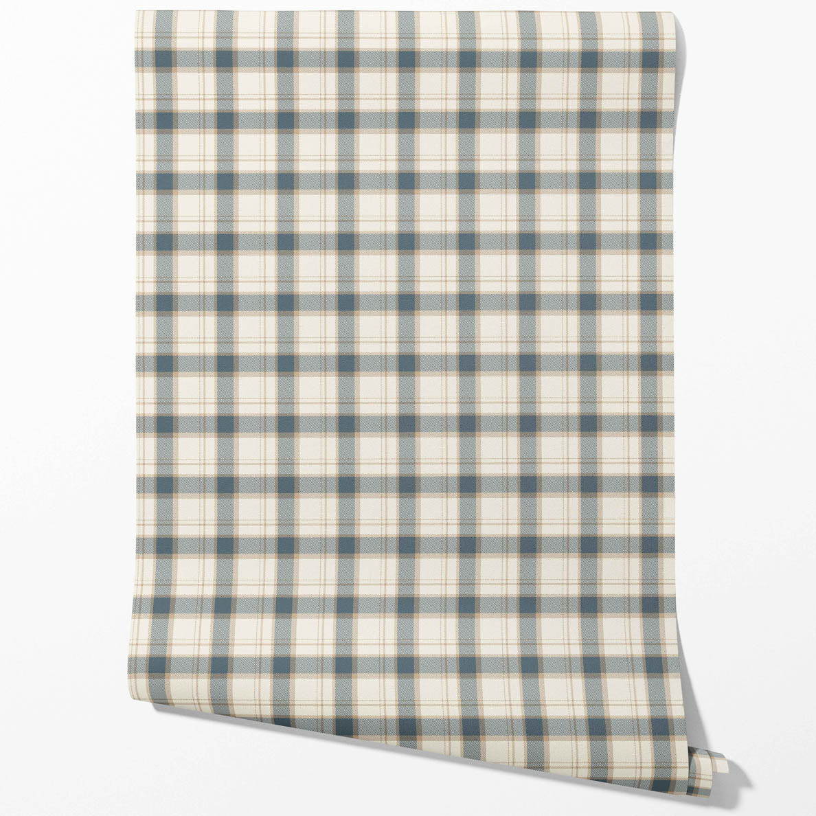 Neutral Geometric Plaid Checkered Traditional Wallpaper Sample (Teal Blue/ Off-White/ Beige)