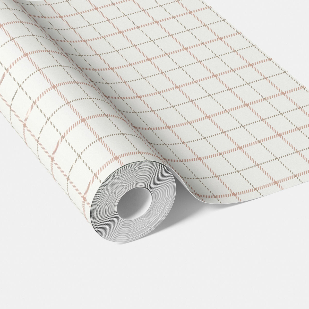 Windowpane Checkered/ Plaid Traditional Wallpaper (Pink/ White/ Taupe)