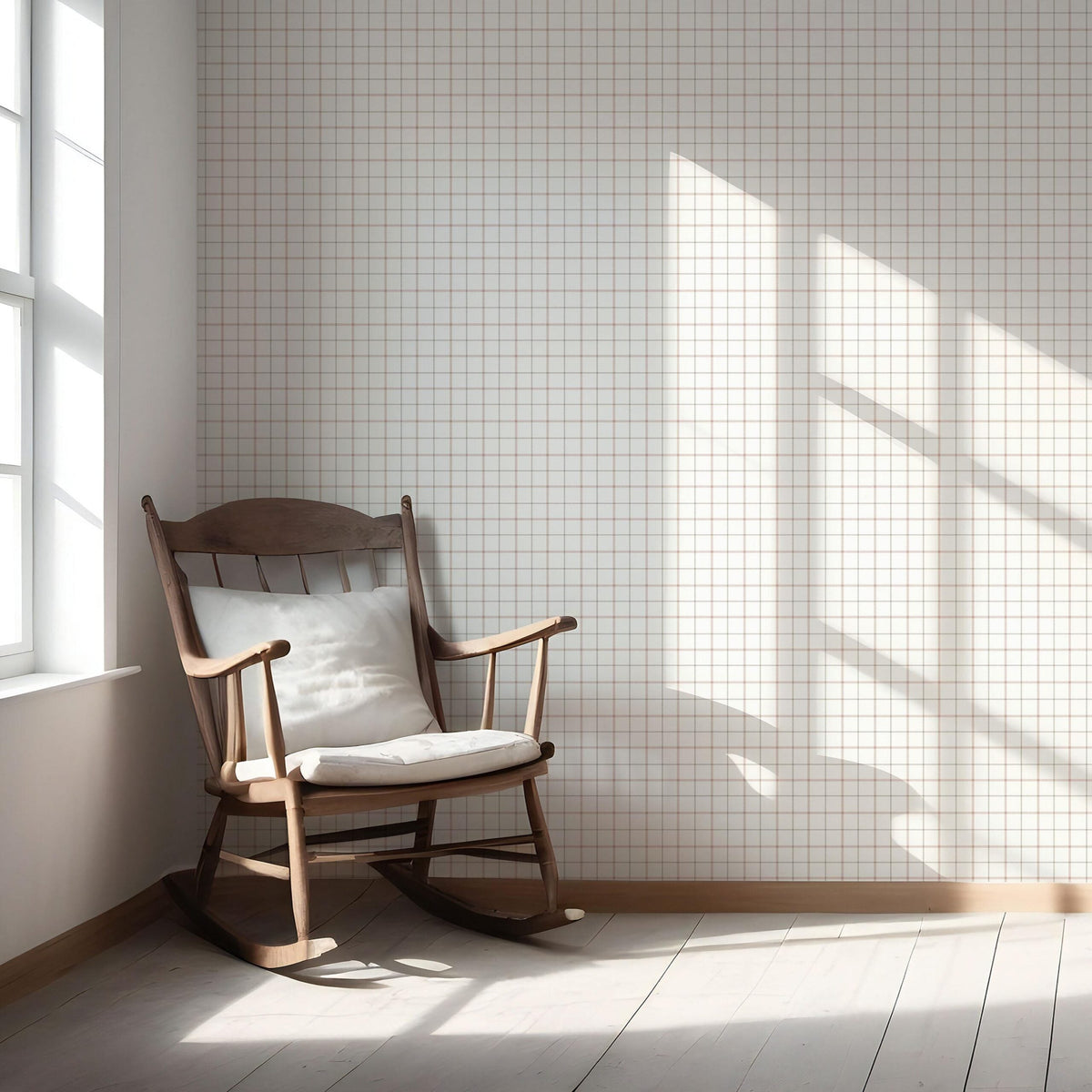 Windowpane Checkered/ Plaid Nursery Wallpaper (Pink/ White/ Taupe)