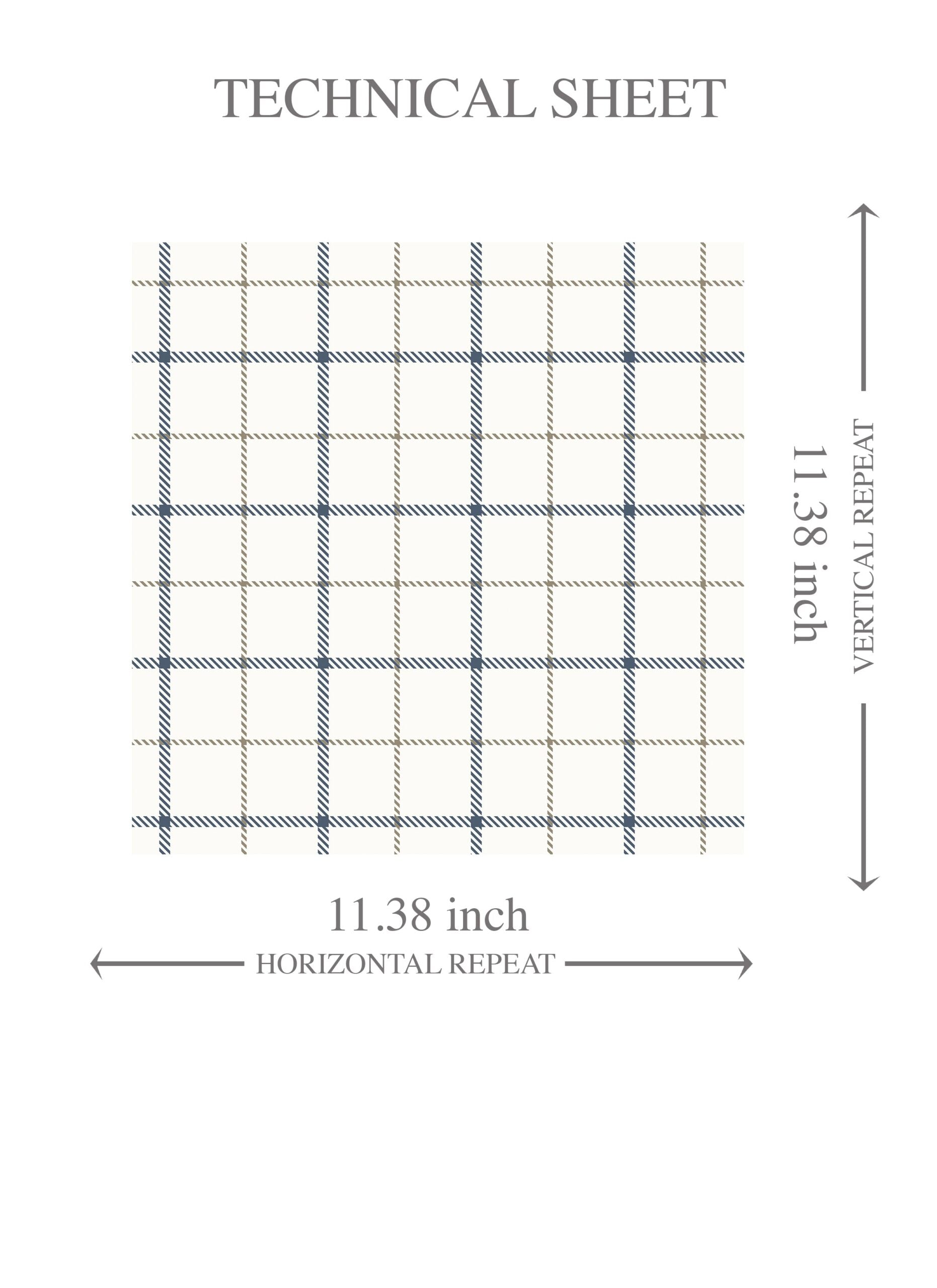 Windowpane Checkered/ Plaid Kids Room Wallpaper Sample (Navy Blue/ White/ Taupe)