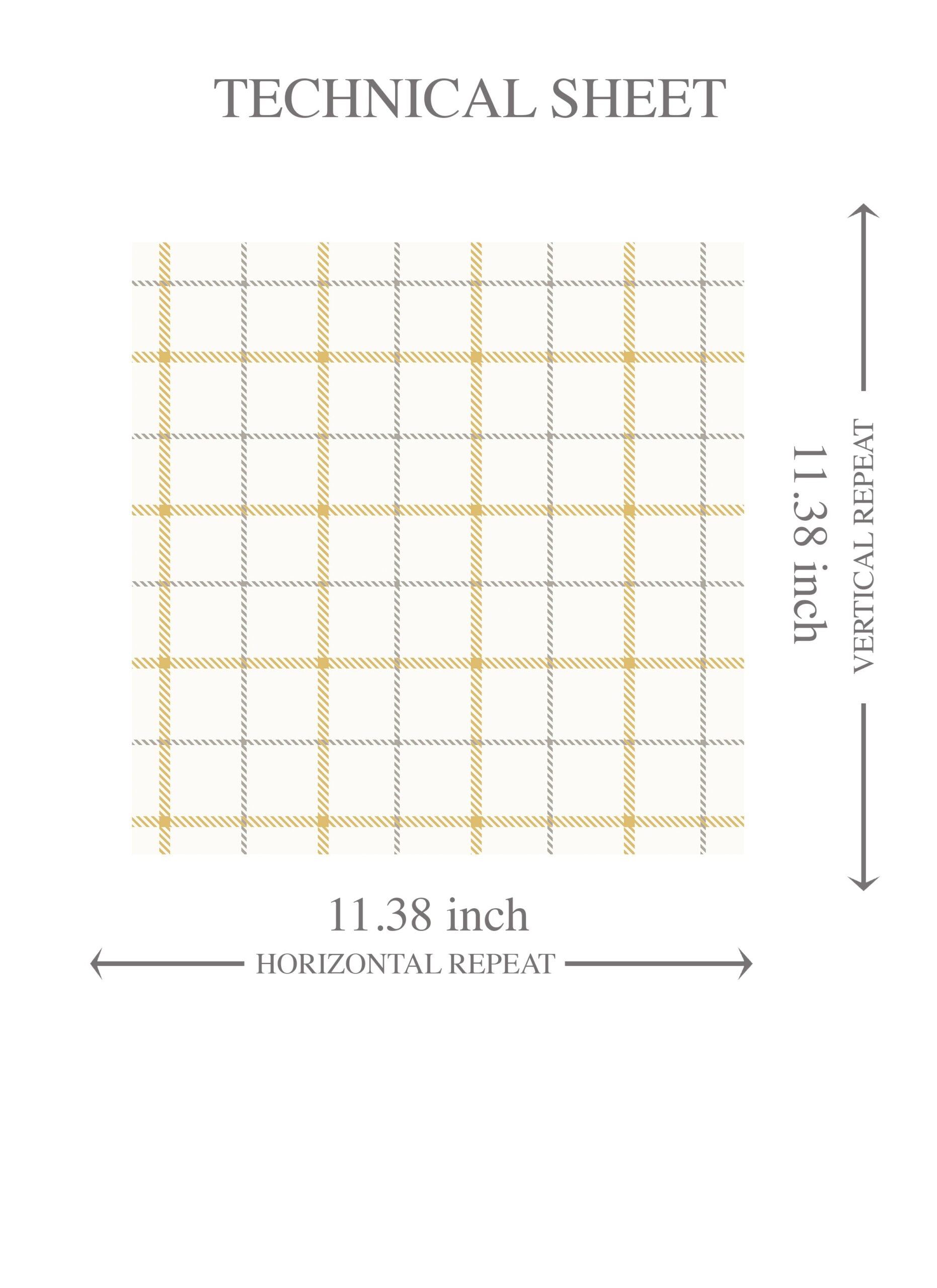 Windowpane Checkered/ Plaid Kids Room Wallpaper Sample (Mustard Yellow/ White/ Taupe)