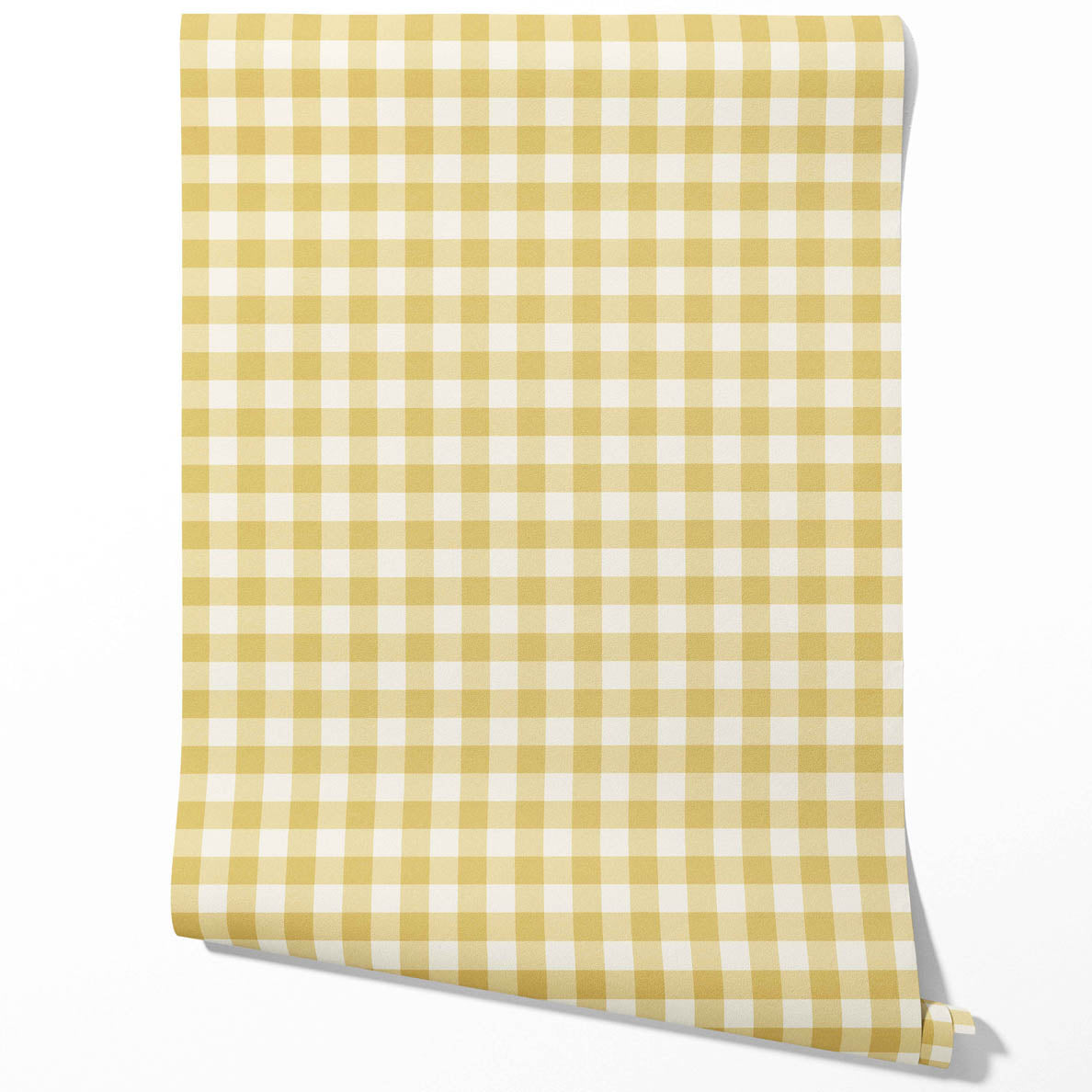 Geometric Gingham Checkered Traditional Wallpaper Sample (Naples Yellow)