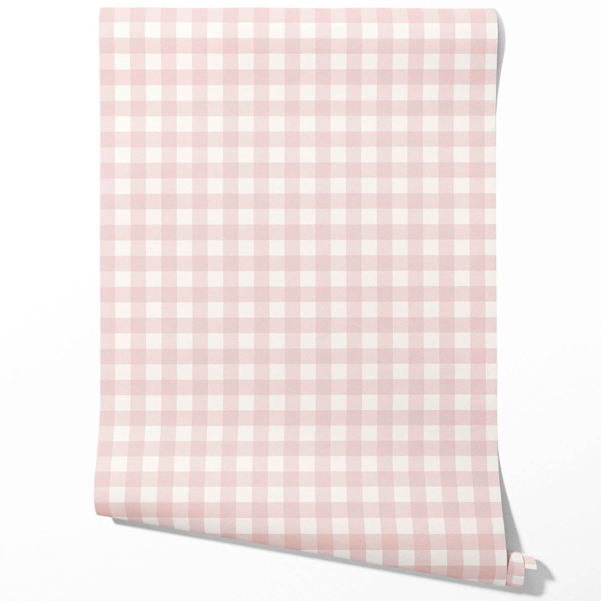 Geometric Gingham Checkered Traditional Wallpaper Sample (Baby Pink)
