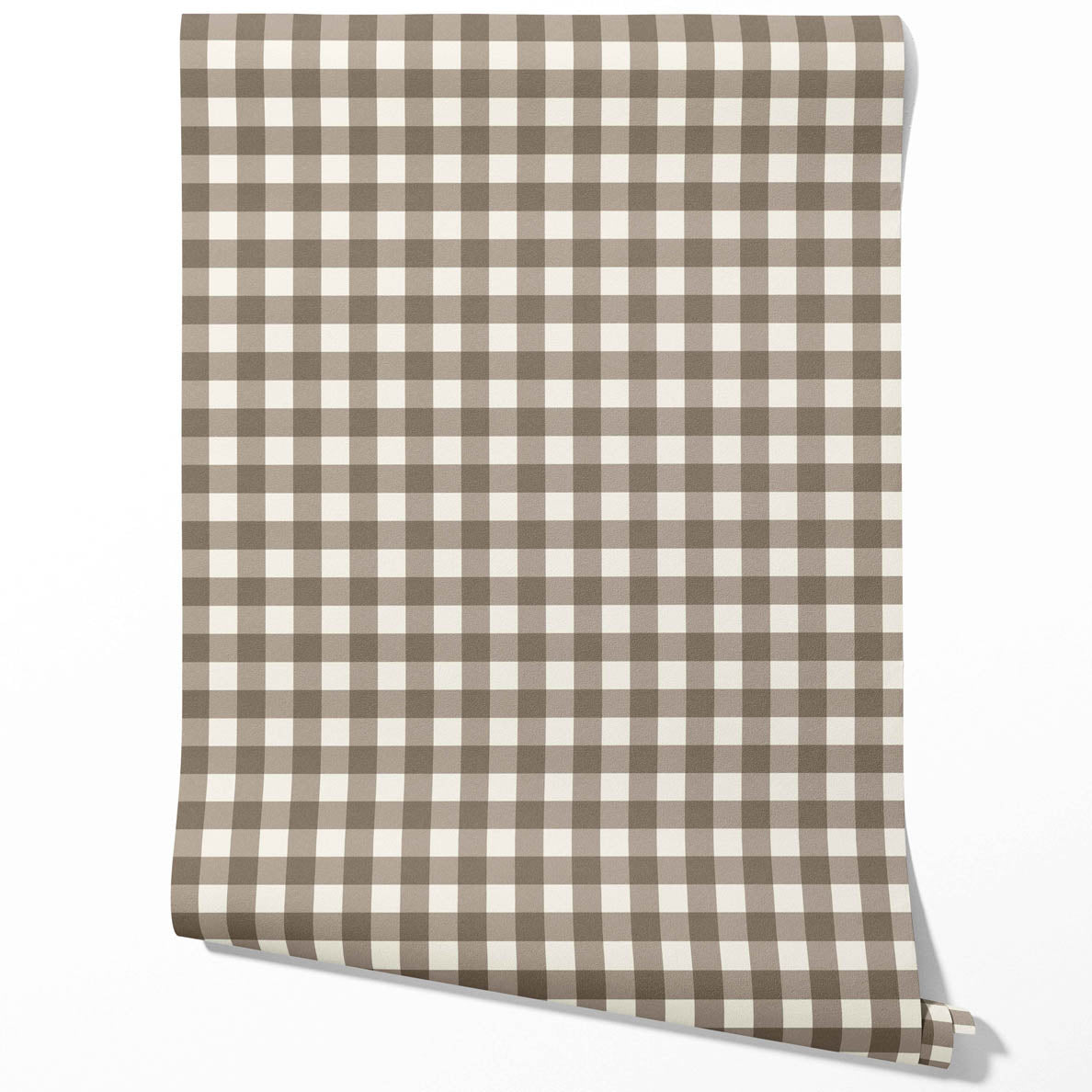Neutral Geometric Gingham Checkered Traditional Wallpaper Sample (Taupe Brown)