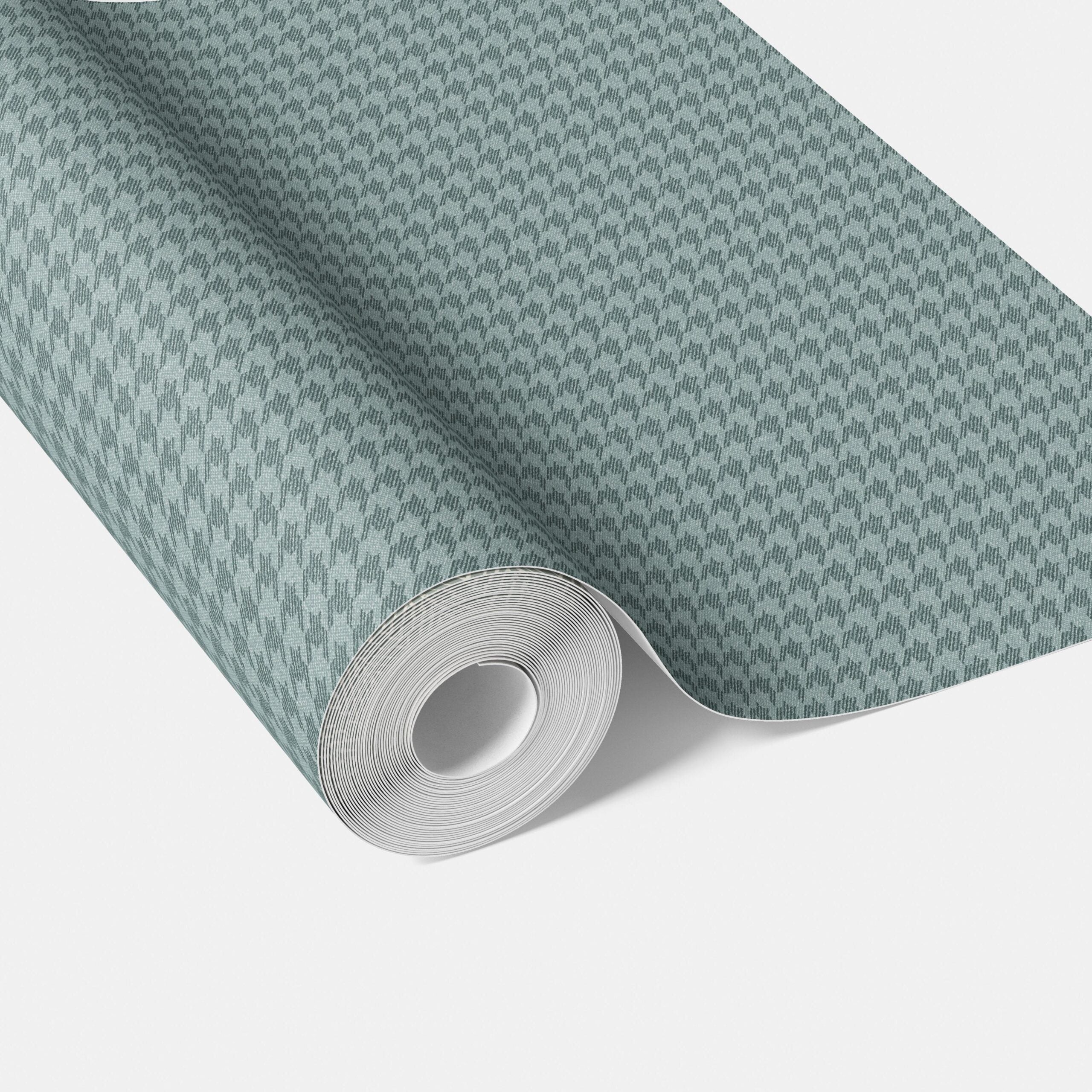 Plain/ Textured Houndstooth Traditional Wallpaper Sample (Soft Blue)