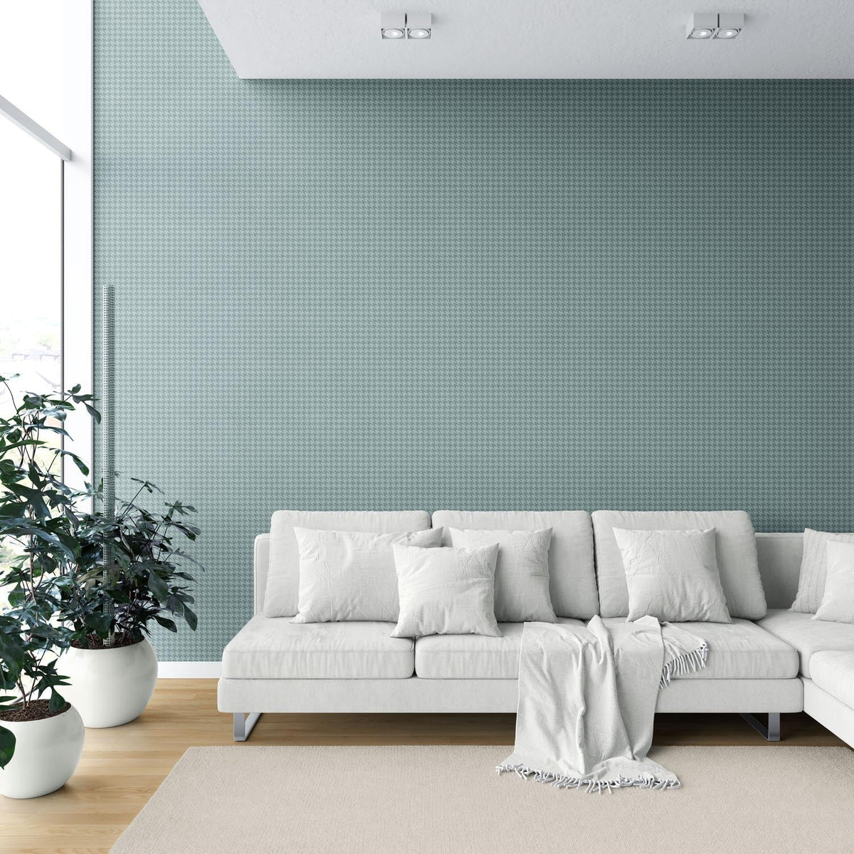 Plain/ Textured Houndstooth Shower Toilet Wallpaper Sample (Soft Blue)