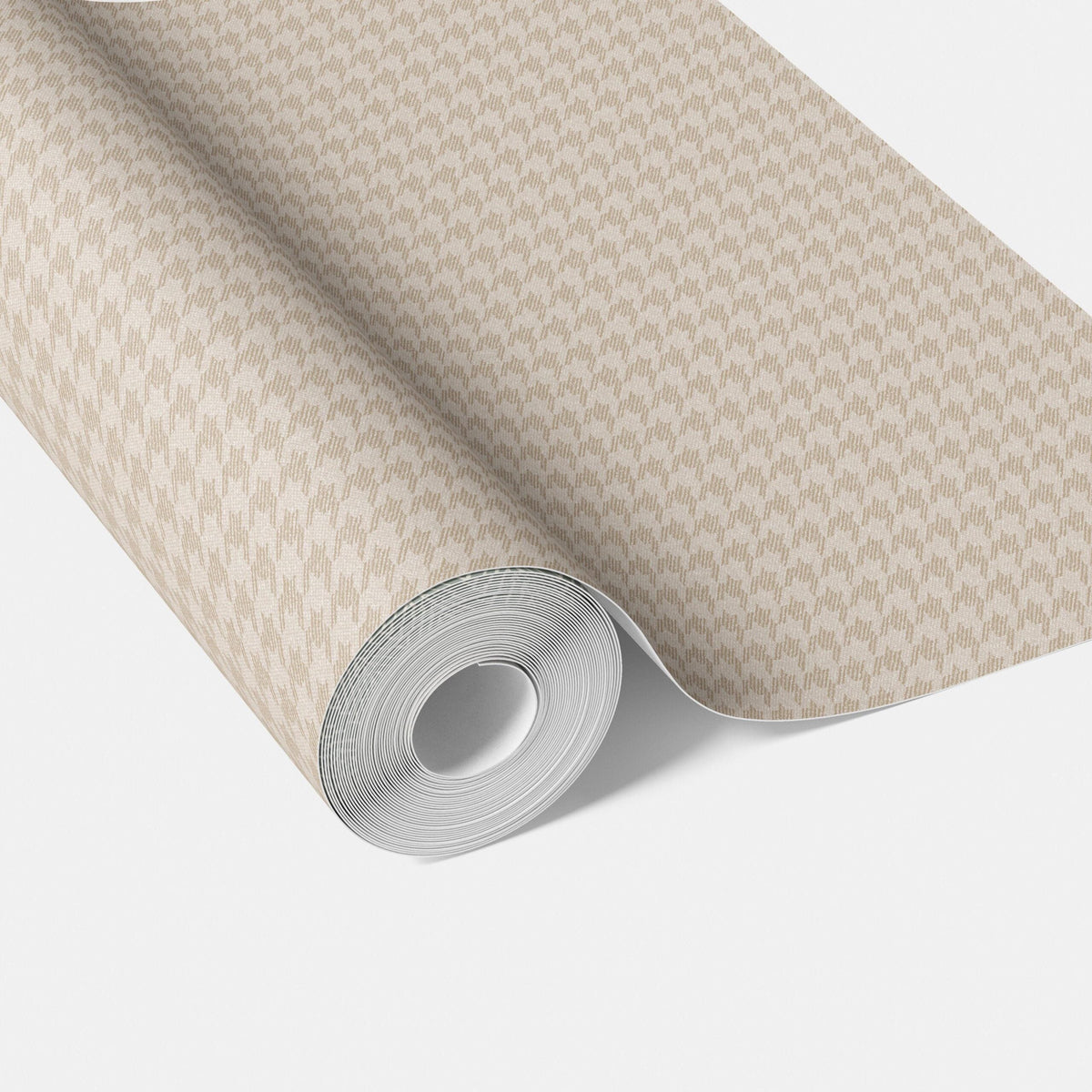 Neutral Plain/ Textured Houndstooth Traditional Wallpaper (Stone Beige/ Greige)
