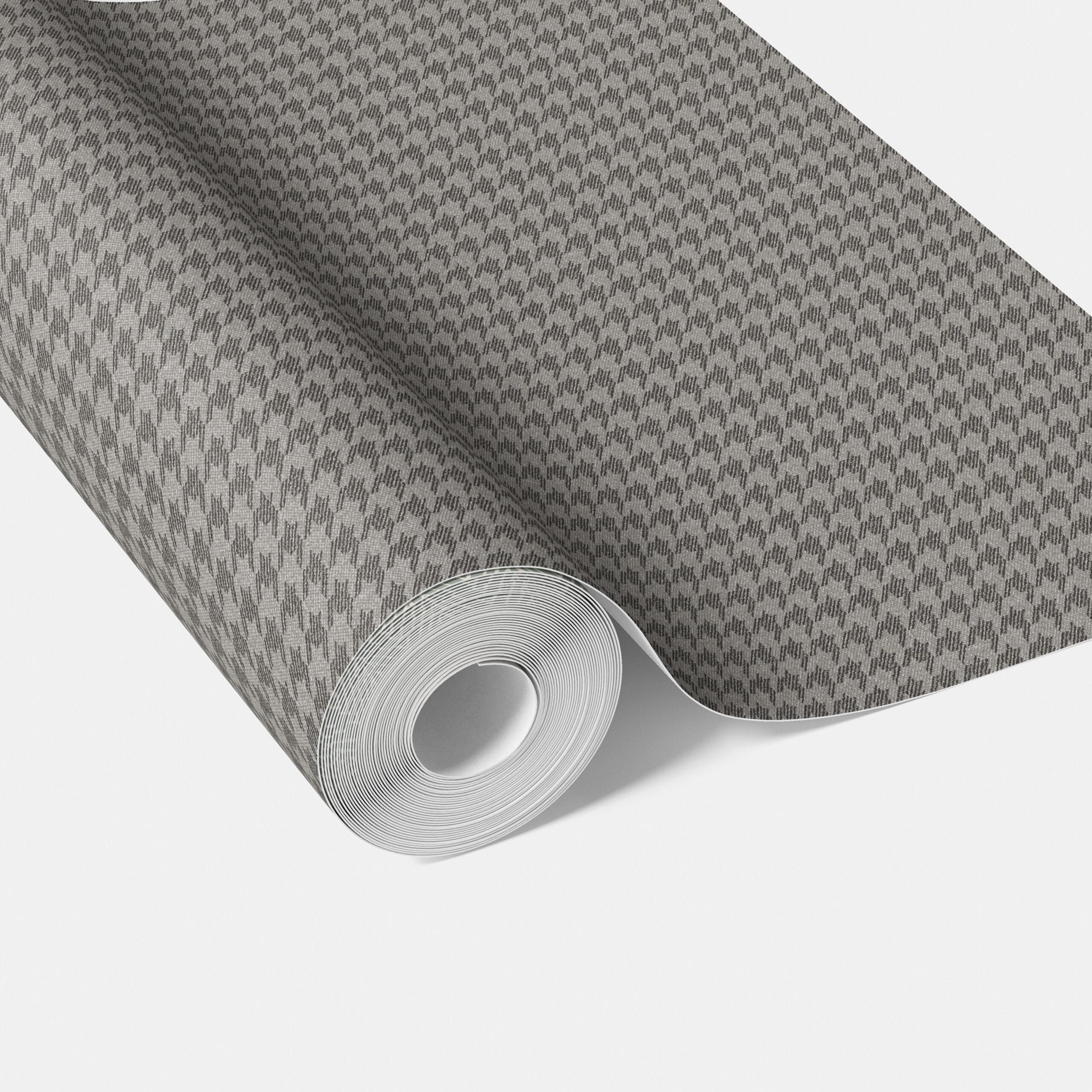 Neutral Plain/ Textured Houndstooth Traditional Wallpaper Sample (Gray/ Black)