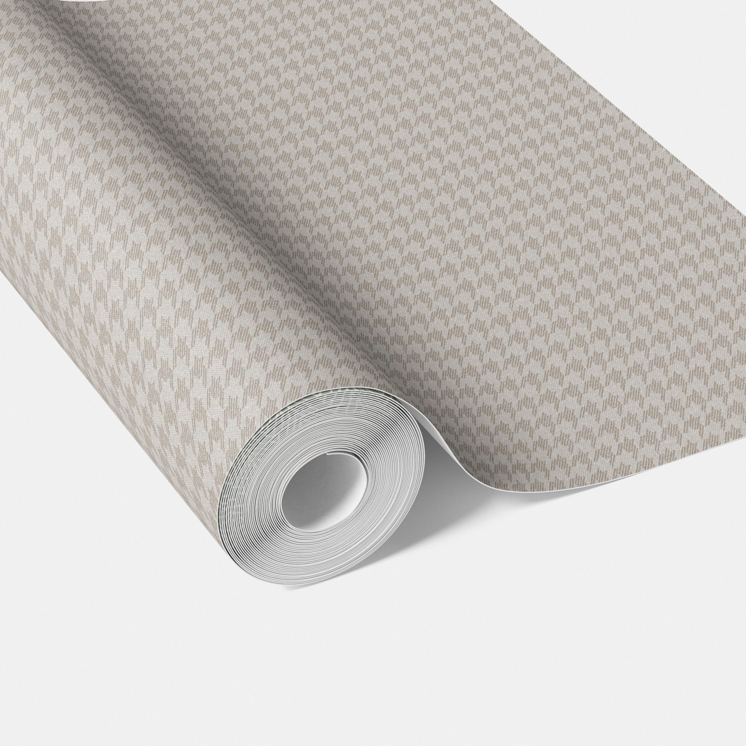 Neutral Plain/ Textured Houndstooth Traditional Wallpaper (Pale Gray/ Greige)