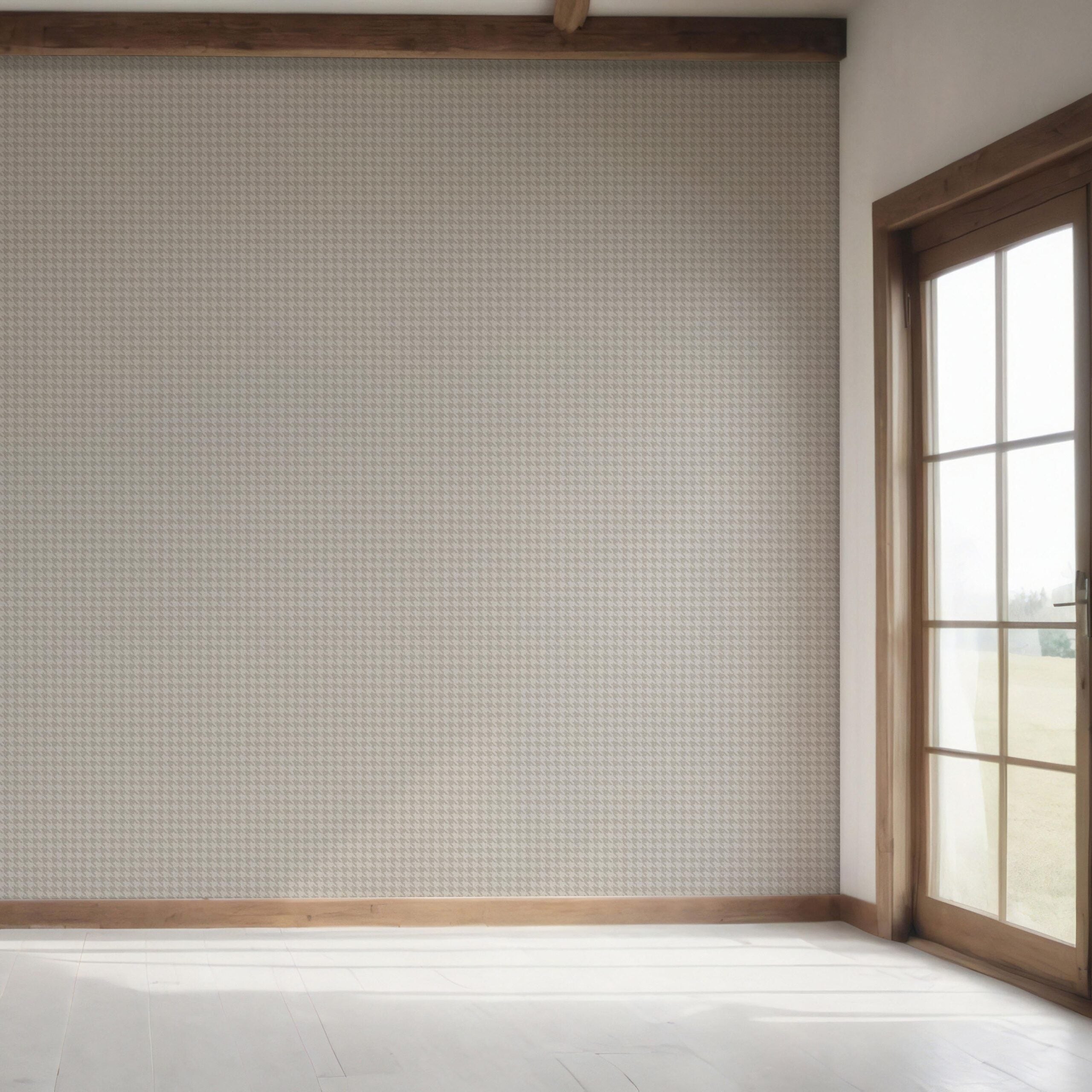 Neutral Plain/ Textured Houndstooth Bedroom Wallpaper Sample (Pale Gray/ Greige)