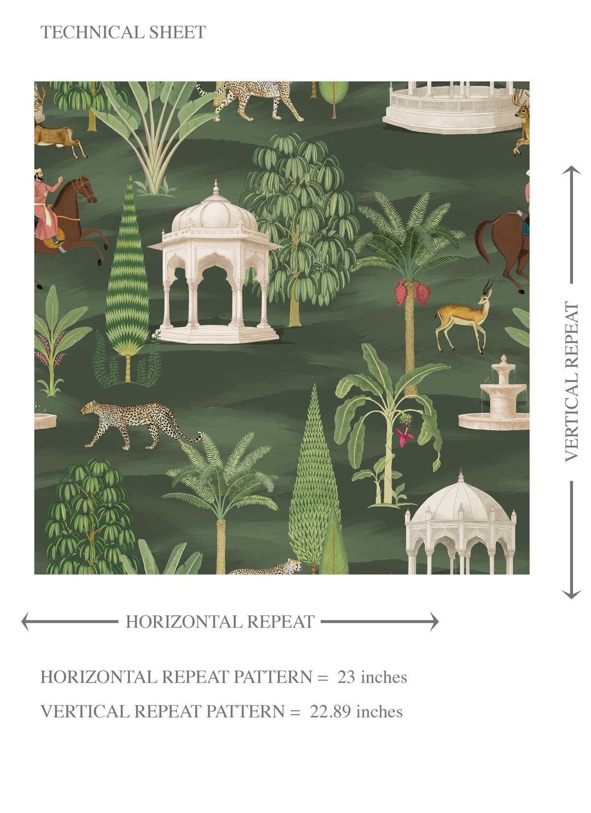 Vintage Heritage/ Ethnic Chinoiserie Kids Room Wallpaper Sample (Green/ White/ Brown/ Red)